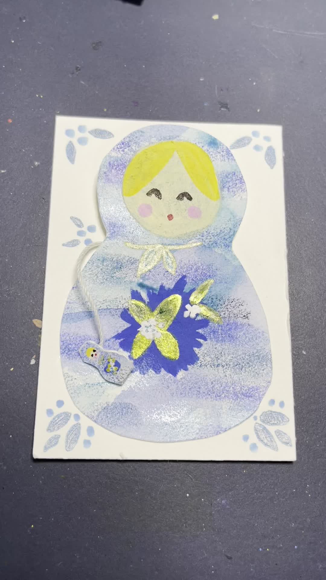 Matryoshka Dolls 🪆 made for an artist trading card swap. I’ve really been into interactive art making. More to come on those projects. #matryoshka #matryoshkadoll #acrylic #acrylicmarkers #miniart #acrylicpaintmarkers #acrylicpainting #interactiveart