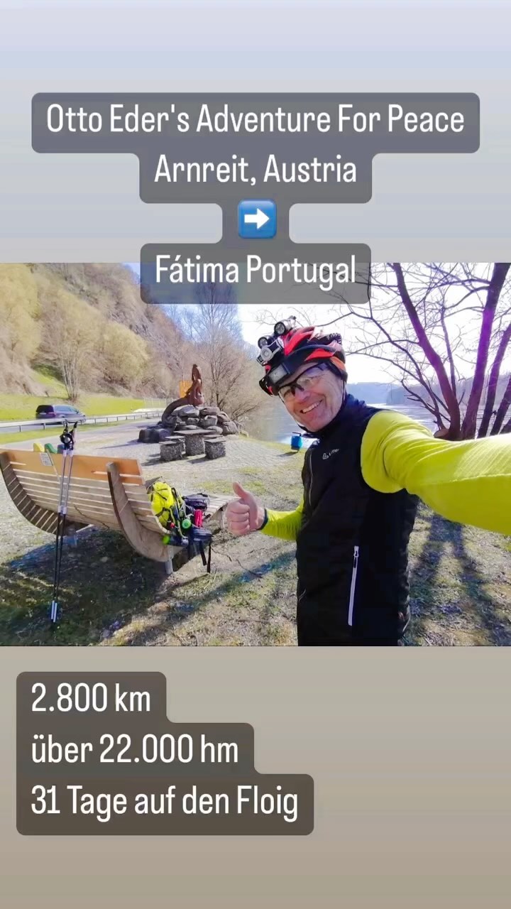 Adventure For Peace ✌🏽
Heute, am 10.04.2023 um 5:00 Uhr früh ging es los
Der Floig & Skike Erfinder + Entwickler Otto Eder ist am Weg nach Fátima, Portugal 🇵🇹
über 2.800 km, 22.000 hm in nur 31 Tagen mit den Floig und einem vollbepacktem Rucksack mit Schlaflager. 💪🏽
Tägliche Streckenupdates und mehr auf Instagram✌🏽
#adventureforpeace #adventuretravel #crossskating #floig #ultralight #outdoorsports #extremsport #arnreit #rohrbach #mühlviertel #oberösterreich #portugal #outdoor