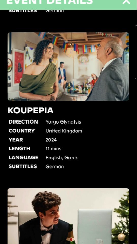 EUROPEAN PREMIERE of #koupepia at @pridepictures, one of the largest LGBTQIA+ film festivals in Germany š©šŖ š³ļøāš.
Screening in the section " It runs in the family " on Friday 25th of October at 6.15 pm at @kinemathek followed by a Q&A with writer/producer/actor @sxphia_vi and director/producer @yorgo_glynatsis
Koupepia, a story about love, acceptance and... food š³ļøāā§ļøš³ļøāšš¬š§šØš¾
Starring: @peter_polycarpou , @sxphia_vi, @alexandertheo, @nathvh1
Written by @sxphia_vi
Directed by @yorgo_glynatsis
Produced by antony_petrou_film_director @sxphia_vi @yorgo_glynatsis
Production company: @koupepiafilms @houseofglynatsis @11littlefilms @water_melon_films
Production manager @tane.Stevens
Production assistant @maria_busz
Trans on Screen Supervisor @username_alice.fr
1st AD @lyricbusk
2nd AD @ruby_phelan
Director of photography @nsafronova
1st Assistant camera @kristiana_zhekova
2nd Assistant camera @thejessicabainbridgeinsta
Art Director @bleiph
Art Assistant @nnaccant
Art Trainee @kaaattii
Costume designer @miamaxwell
DIT @elifgonen
Gaffer @neaspringer
Spark @fuxiao_1999
Sound Recordist @waverleyhudsonsound
Hair & Make Up @_katie_sfx
BTS Photographer @lexmelony
BTS Photographer @naomiomokhua
Editor @elifgonen
Sound Designer @sistagrl16
Music Composer @sistagrl16
Colourist @alexo.colour at @okaystudio
Assistant Colourist fraserstephen_ at @okaystudio
Post Production consultant @thekyriakosgeorgiou
Catering Jerk and Juice
Casting by @matilda_james
Featured artists: @santibabi, @miketelevantos @its.adrianrambla @arnaldostafa @queerbrownandmenopausal @well.zane @flashlingmope @michela_di_felice @tally_campbell
Featured art work by @rachaellhouse
Partners: @koupeslondon @transonscreen
Equipment provided by @11littlefilms and @weareshift4
BTS picture by @lexmelony & @naomiomokhua
#shortfilm #LGBT #LGBTshortfilm #cypriotshortfilm#koupepia
