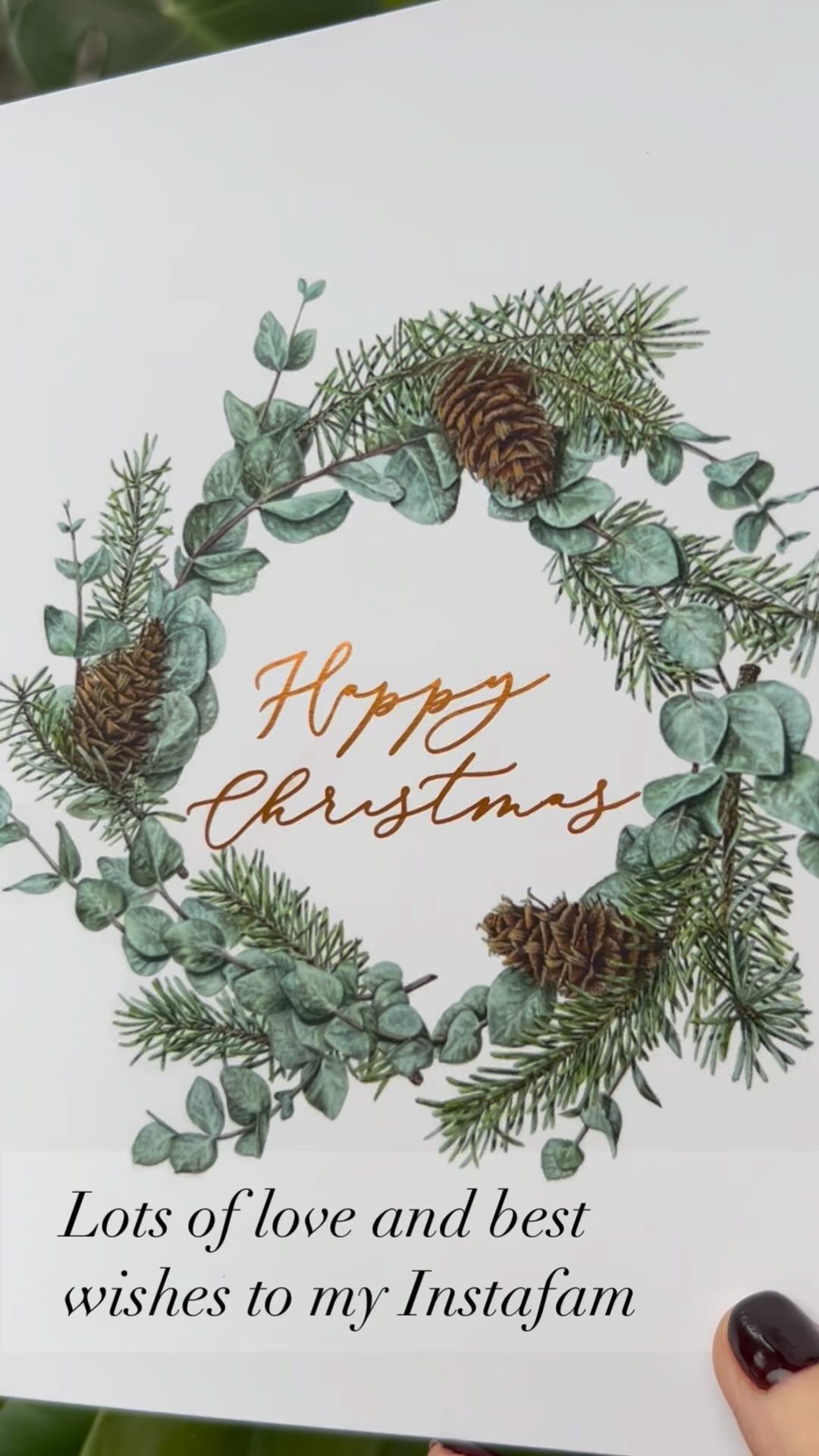 A very happy Christmas to you all! My watercolour painting of Fir and Eucalyptus wreath, with gorgeous gold foil 🌟 I hope you like it 🌟
Lots of love to you and yours from me and mine
❤️💖💝❤️💖💝❤️💖💝❤️💖💝❤️💖💝
#arty #christmascard #christmaslove #christmasart #watercolour #botanicalart #christmastime #surreylife #surreyartist #godalming #godalmingcommunity #mumartist #mumlife #artist #cardmaking