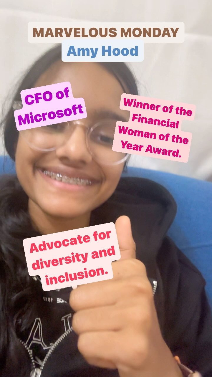 MARVELOUS MONDAY!!!
Finally, marvelous monday is BACK after a long time. Today is about Amy Hood! Here is some information about her:
Amy Hood, the Chief Financial Officer of Microsoft, is a key figure in the world of finance and technology. Leading Microsoft’s financial strategies, she’s played a crucial role in the company’s success. Recognized for her outstanding contributions, Hood was honored with the Financial Woman of the Year Award, showcasing her leadership and expertise. Beyond her financial prowess, she’s a strong advocate for diversity and inclusion in the workplace, championing equal opportunities for all employees. Hood’s multifaceted approach to leadership and commitment to positive change make her an inspiration in both the corporate world and beyond.
Truly an inspiration!
#girlsdocode #womenintech #marvelousmonday #womensupportingwomen #womenempowerment #womenincomputerscience #girlpower