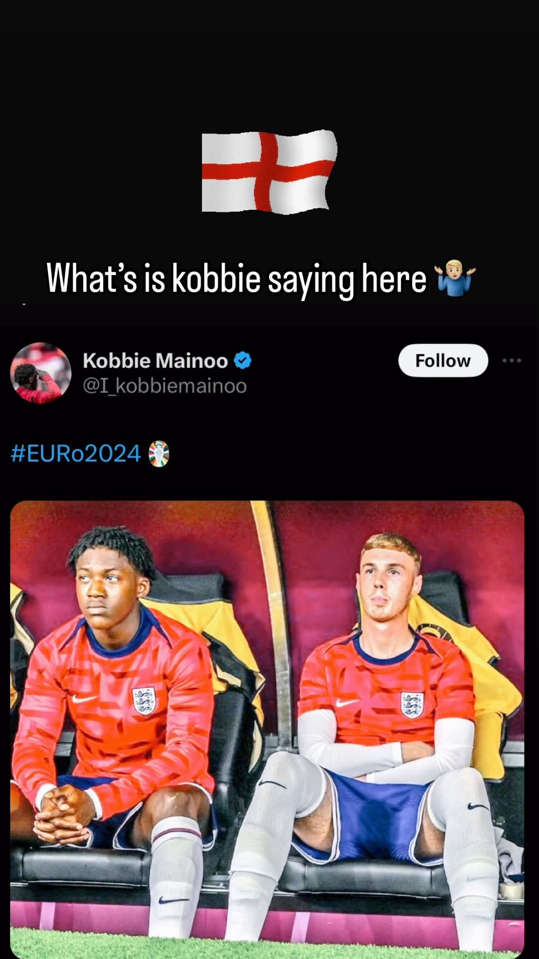 Make sure to FOLLOW htcmemorabilia for more ⚽️⚽️
What’s the message behind this tweet 🤷🏼♂️
#mainoo #southgate #viralsong #reelitfeelit #instadaily #twitterpost