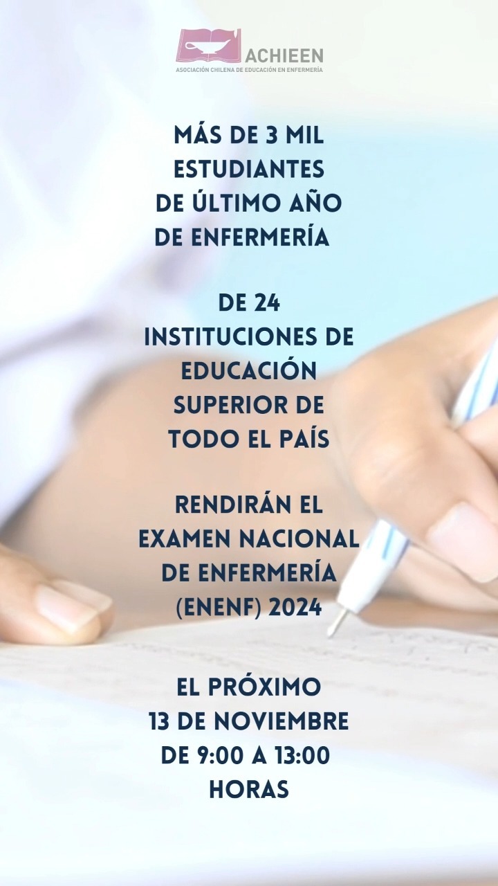 En una semana más, el 13 de noviembre, más de 3 mil estudiantes de enfermería de 24 Instituciones de Educación Superior de todo Chile, estarán rindiendo el Examen Nacional de Enfermería #enenf2024
El examen es una iniciativa de Achieen, que consiste en una prueba escrita, a la que las unidades académicas se someten voluntariamente para evaluar los conocimientos de las futuras enfermeras y enfermeros.
#enenf2024 #achieen #enfermeria #enfermeriachile #educacionenfermeria