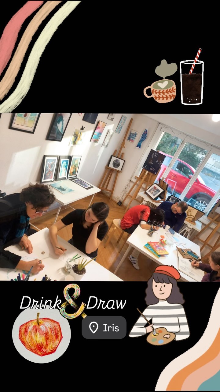 Merci à tous ceux qui sont venus aux portes ouvertes de Iris et qui ont participé au Drink & Draw. On en fera d’autres! Merci de nous suivre sur Instagram et/ou Facebook pour savoir quand aura lieu la prochaine session de Drink & Draw chez @iris_arts_visuels. PS : La Jolie pomme 🍎 a été dessinée par Malva au crayon Caran d’Ache. 🥰 #drinkanddraw #drinkandpaint #lausanne #drinkanddrawlausanne #coursdedessinlausanne #coursdedessin #drawanddrink #drawanddrinklausanne #carandache