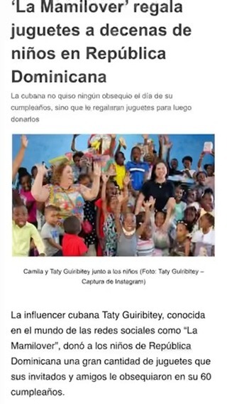 🇺🇸 The Guiribitey Family, including Taty Guiribitey aka @la_mamilover and @camilaguiribitey, has been featured in the news for their outstanding philanthropic work. Their dedication to helping communities in need continues to inspire many. 🌟❤️ #GFF #GuiribiteyFamilyFoundation #Philanthropy #CommunitySupport #InTheNews @la_mamilover @camilaguiribitey
🇪🇸 La Familia Guiribitey, incluyendo a Taty Guiribitey, también conocida como @la_mamilover, y @camilaguiribitey, ha sido destacada en las noticias por su extraordinaria labor filantrópica. Su dedicación a ayudar a las comunidades necesitadas sigue inspirando a muchos. 🌟❤️ #GFF #GuiribiteyFamilyFoundation #Filantropía #ApoyoComunitario #EnLasNoticias @la_mamilover @camilaguiribitey