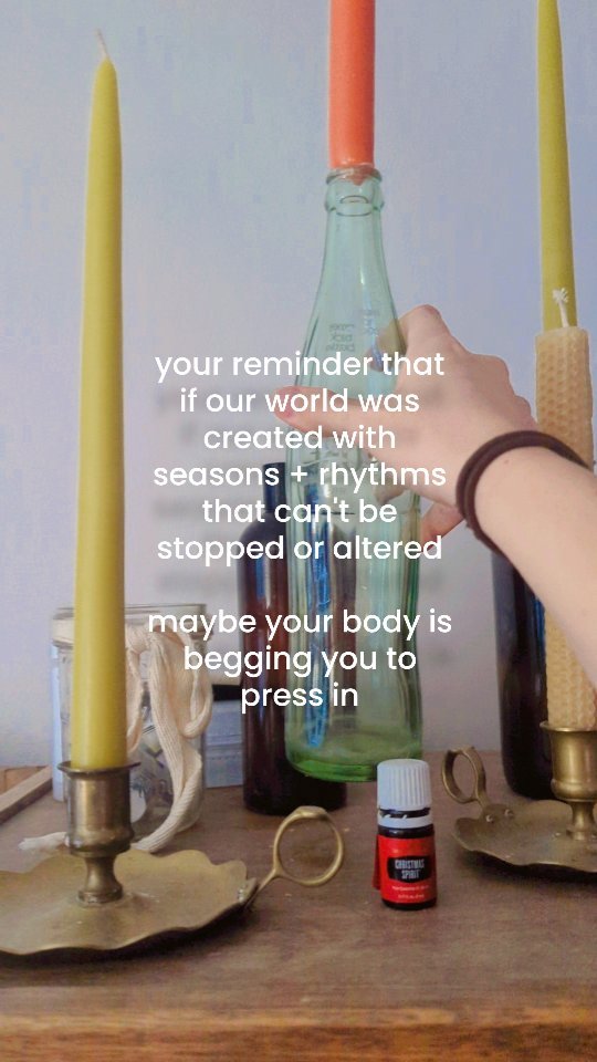 seasonal living is a lot more than pumpkin spice🍂
(although, it’s certainly not less ;)
fall reminds us that even good things slow down, shift gears, change their focus.
if you’re ready for bed way earlier than you had been all summer, go to bed. if your body is craving fresh salads and smoothies less, that’s okay. if you have a way lower social capacity than you did two months ago, totally fair. if you find yourself putting down your pickleball racket & picking up your crochet hook, understandable.
y'all, our bodies were created to press into seasons as much as the trees.
so, get more rest, grab all the yummy fall oils for your diffuser, pair down your social calendar, bustle with year end preparations, and pick up some squash and sweet potatoes at the market.
how can you listen to your body’s shifting needs this week?
xoxo alyssa @seedthyme
10.05.24