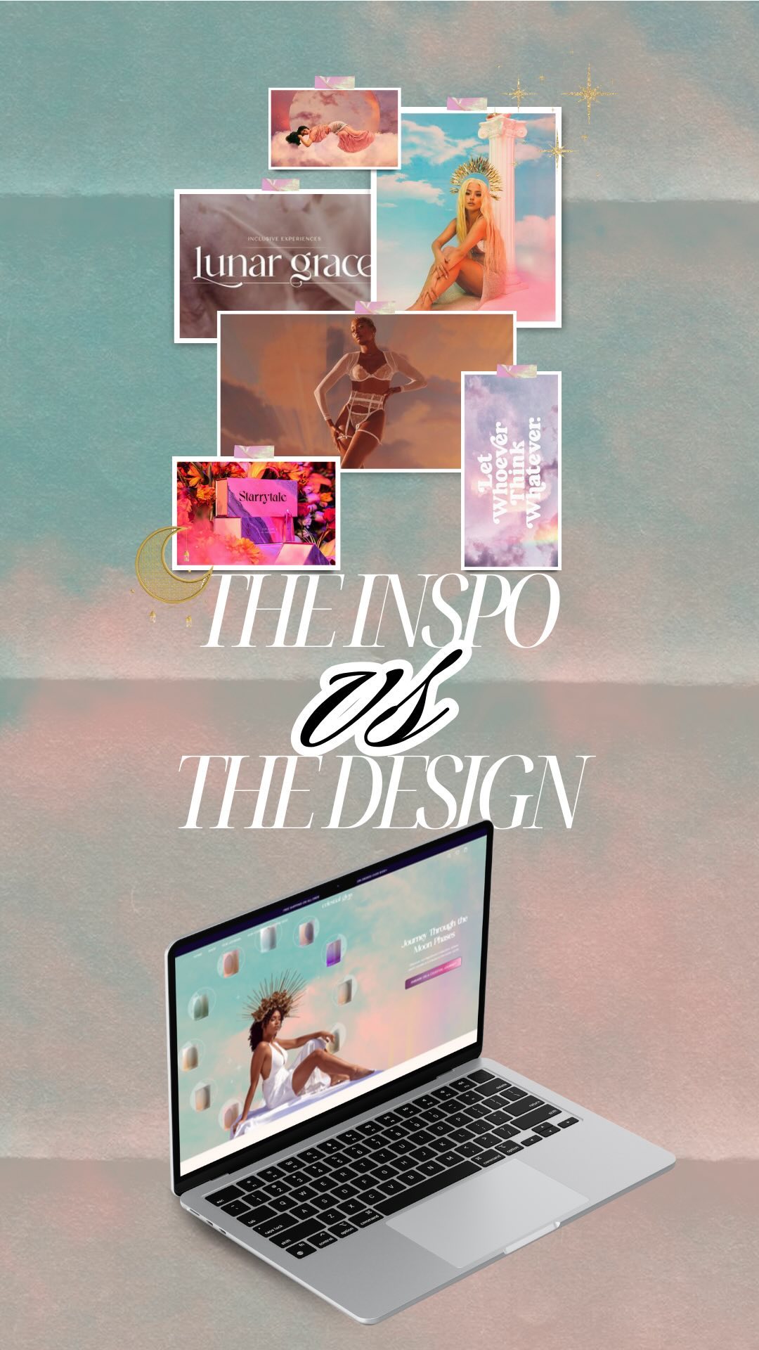 The Inspo vs The Design
Did I nail the vibe? ✨
3/3 Celestial Glow
#itsmondaysmuse #branding #brandidentity #shopifydesigner #findmydesign