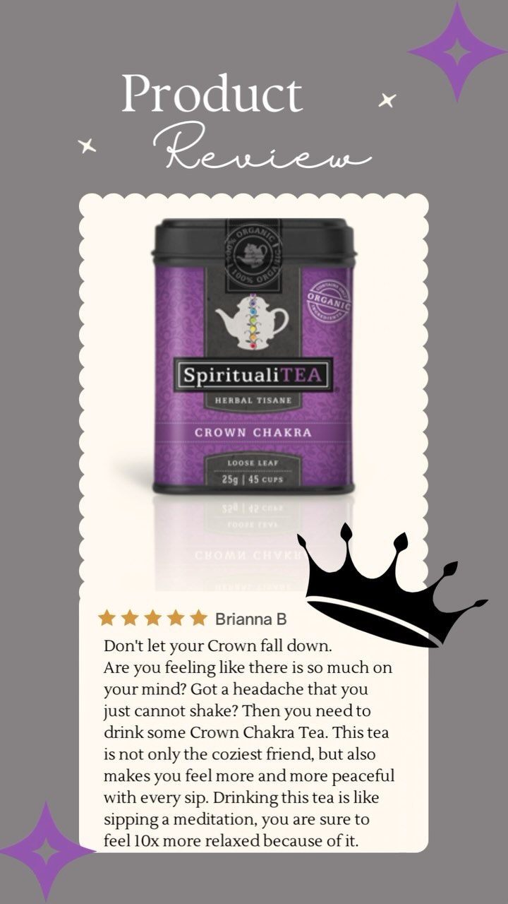 Love Love Love Product Reviews 💜
#productreview #grateful #thankyou #spiritualitea #crownchakra #tea #herbaltea #organictea #spearmint #tulsi #gotukola #ginkgobiloba #lavender
