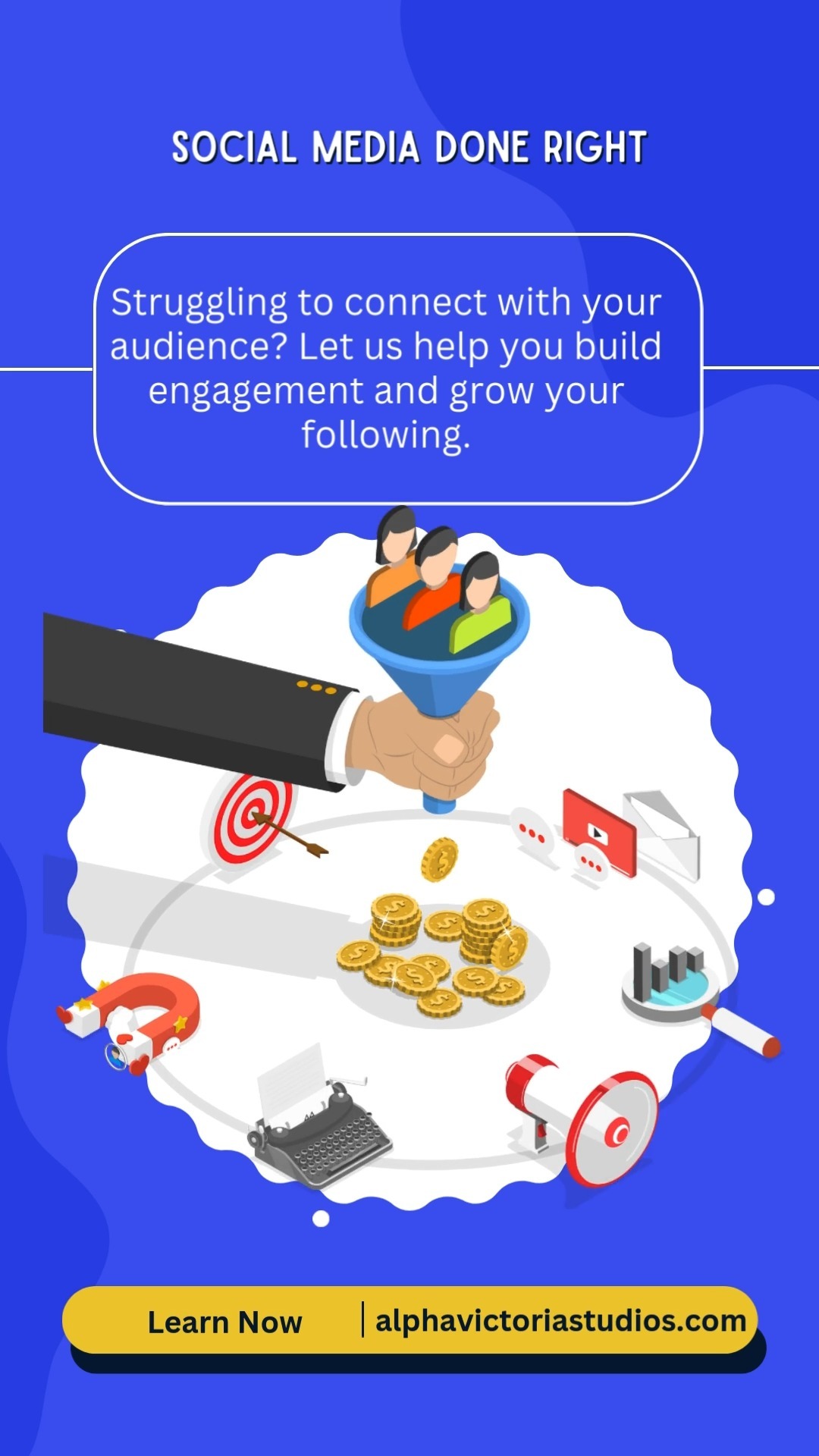 Social Media Done Right || Struggling to connect with your audience? Let us help you build engagement and grow your following.
Visit :- https://www.alphavictoriastudios.com/
#SocialMediaExperts #ContentStrategy #EngageYourAudience #AlphaVictoriaStudios #SocialGrowth #CreativeMarketing