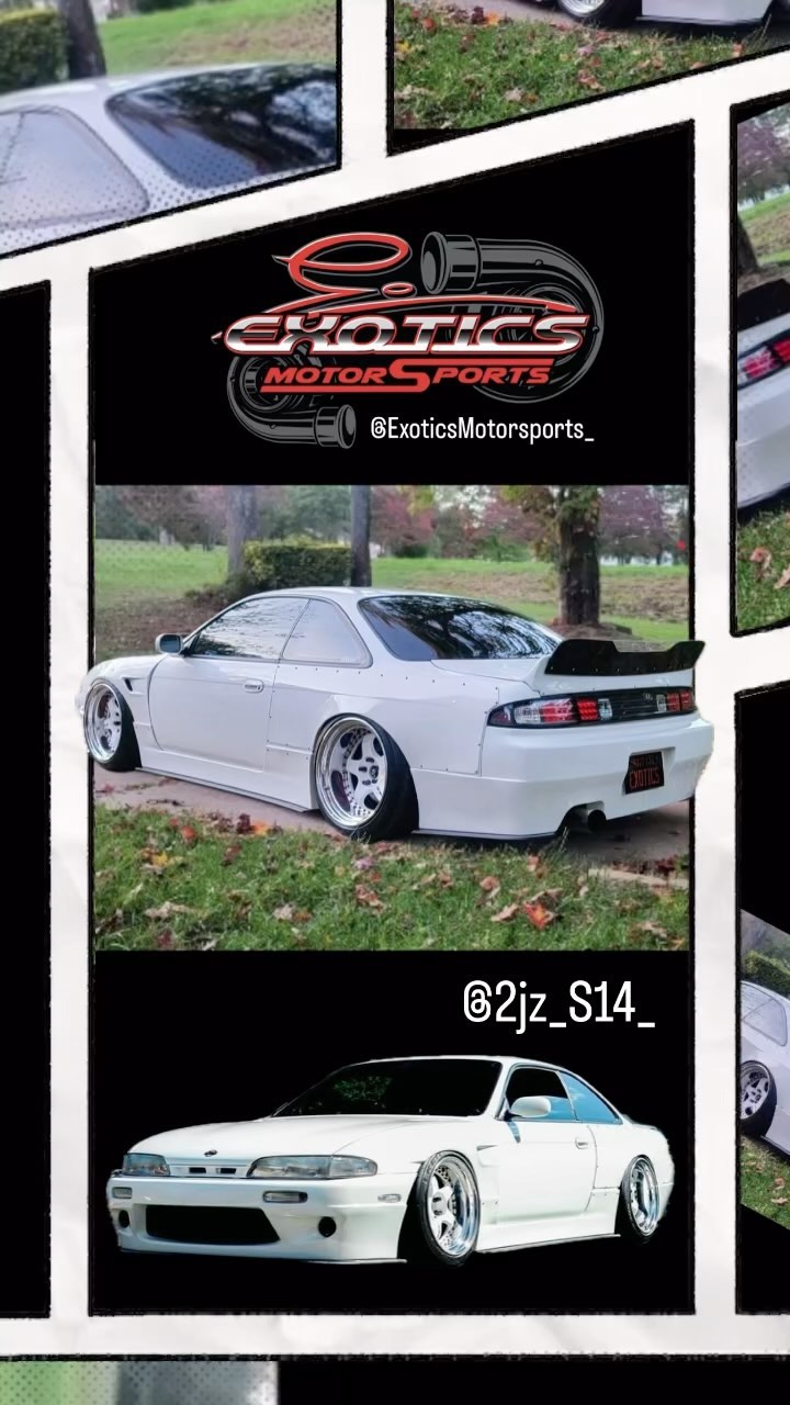 We got this one ready to beat the streets this year! Make sure to go and follow @2jz_s14_ . We will post up a calendar of events that we will be attending soon so stay tuned!!!
Hit us up for all your wheel repair, powder coating, stereo, air ride, and performance modification needs!
#exotic #stance #stancenation #boosted #turbo #2jz #supra #nissan #s14 #240sx #workwheels #speed #bagged #slammed #white #perfection #art #instagood #exoticsmotorsports #showtime