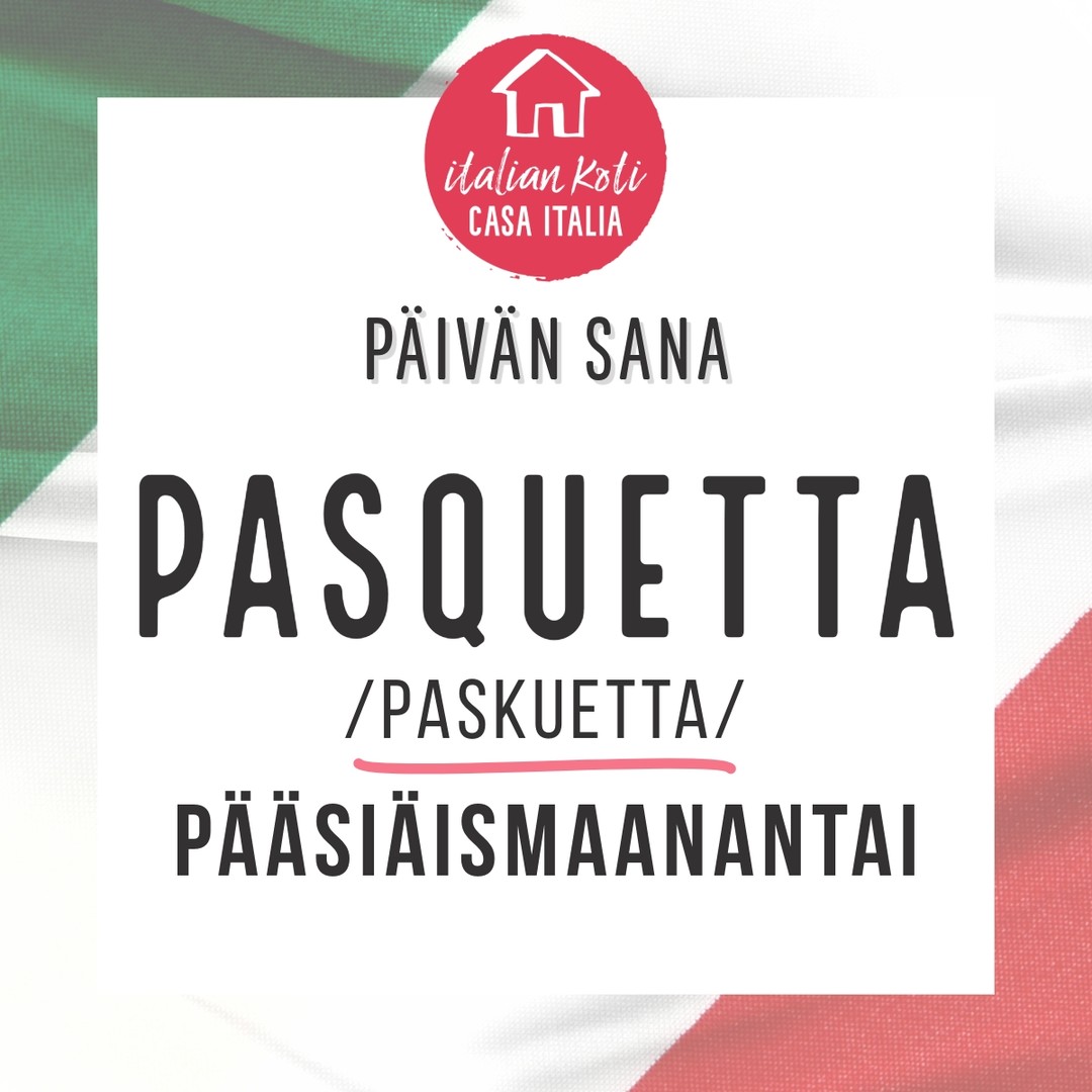 🕊️ Sana: Pasquetta
Sanaluokka: substantiivi (feminiini)
Suomeksi: pääsiäismaanantai, pikku pääsiäinen
⸻
✅ Merkitys suomeksi
Pasquetta tarkoittaa pääsiäissunnuntain jälkeistä maanantaita – eli pääsiäismaanantaita. Se on Italiassa virallinen vapaapäivä, ja siihen liittyy perinteisesti retkiä, piknikkejä tai grillaamista ystävien ja perheen kanssa.
Sanaa käytetään usein rennossa, kansanomaisessa yhteydessä, ja se tuo mieleen keväiset retket ja yhdessäolon.
⸻
🧠 Etymologia
• Sana Pasquetta on vähennysmuoto sanasta Pasqua = pääsiäinen
• Vähennysmuoto = “pikku pääsiäinen” → Pasquetta = pikkutyyliin, arkipäiväisemmin pääsiäinen
Se on siis tavallaan “pieni pääsiäinen”, mutta tarkoittaa nimenomaan maanantaita pääsiäisen jälkeen.
⸻
🗣️ Esimerkkilauseita
• “A Pasquetta andiamo a fare una grigliata al lago.”
→ “Pääsiäismaanantaina mennään grillaamaan järvelle.”
• “Il tempo a Pasquetta è sempre incerto!”
→ “Pasquettan sää on aina arvaamaton!”
• “La Pasquetta è perfetta per una gita fuori porta.”
→ “Pasquetta on täydellinen päivä pienelle retkelle kaupungin ulkopuolelle.”
• “Abbiamo passato una bellissima Pasquetta con gli amici.”
→ “Vietimme ihanan pääsiäismaanantain ystävien kanssa.”
⸻
🎯 Kulttuuripilkku
Italiassa Pasquetta on lähes yhtä tärkeä sosiaalinen tapahtuma kuin pääsiäinen itse. Se on vapaampi, epämuodollisempi juhla, jossa keskitytään ulkoiluun, yhdessäoloon ja syömiseen – usein luonnossa tai mökillä.
BUONA PASQUETTA!
#italia #päivänsana #paroaldelgiorno #pasquetta #pääsiäinen #pääsiäismaanantai #pasqua