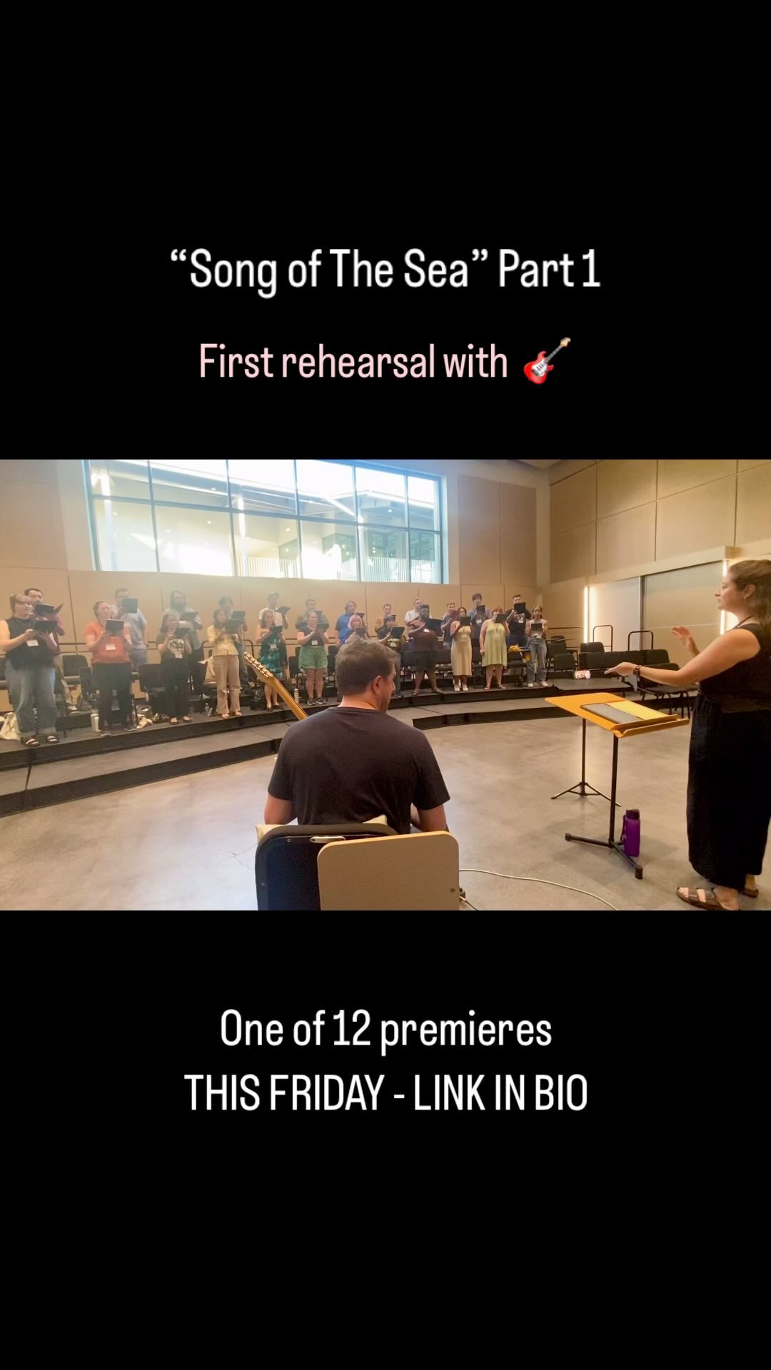 First rehearsal of my “Song of The Sea” (Part 1) for Choir & Electric Guitar with me joining the most excellent @choralartsoc on 🎸. One of 12 premieres THIS FRIDAY at Zhang Concert Hall, Irvine, 7pm. TICKETS LINK IN BIO. 🎶
.
.
.
#newmusic #choirmusic #choralmusic #electricguitar #thesea #song #choralsinging #composers #premiere #thisfriday #irvine