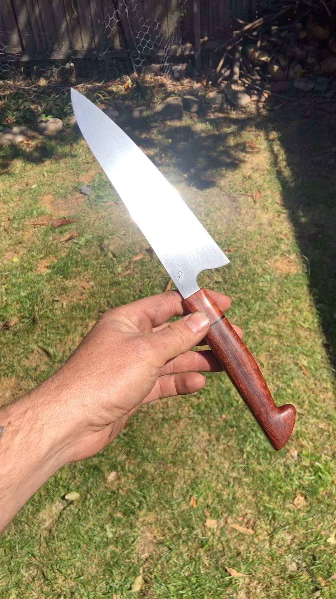 180mm chefs knife in stainless
Western, lace sheoak handle