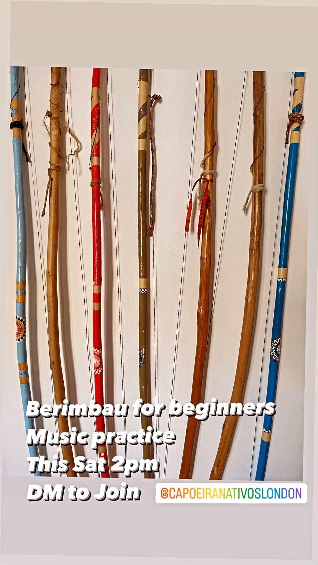 We are organising a 2 hours Music practice focus on Berimbau but also other capoeira instruments.
Beginners Level
This Sat 17th of Feb
Message us To Sign in!
@capoeiranativoslondon
#capoeira #capoeiranativoslondon #capoeiralife #capoeiralondon