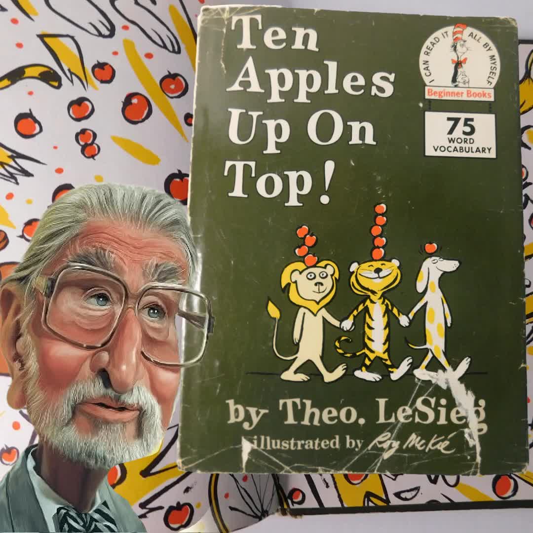 LeSieg is "GEISEL" spelled backwards. That's Theodore Geisel, better known as Dr. Seuss! Here is one of the most sought-after Seuss first editions from 1961. Three animal friends practice balancing apples on their heads in this hilarious introduction to counting, created by Dr. Seuss himself and illustrated by Roy Mckie. A Random House Beginner Book with all the 1st Edition Points including #B-19, with the price of "$1.95", glossy boards, 19 titles plus this one listed on the back panel, and no "Beginner Books" logo on the front cover. Check it out! It's priced fairly with FREE shipping included.
.
.
.
.
#drseuss #drsuess #doctorseuss #theolesieg #tenapplesupontop #beginnerbooks #childrensbooks #childrensbookart #vintagechildrensbook #vintagechildrensbooks #BookLovers, #CollectibleBooks, #BookShop