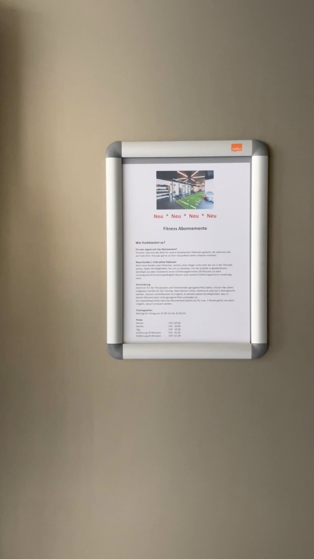 Für alle Interessierten bieten wir aufgrund der Nachfrage bei uns jetzt auch Fitnessabos an. Egal ob du aus unserer Trainingstherapie kommst oder einfach so einen Ort zum trainieren suchst, bei uns findest du eine breite Auswahl an Möglichkeiten dein Trainingsziel zu verwirklichen.
Bei nicht bestehenden Patienten gibt es einen Einführungstermin bei dem ein Trainingsplan erstellt und Übungsqualität kontrolliert wird. Bestehende Patienten können sofort loslegen.
Die Termine müssen aufgrund der Therapiezeiten vorher geplant werden, dies kann über Mail, Online oder telefonisch geschehen.
Wir freuen uns auf euch und wünschen ein gutes Training!
#horgen#physicaltherapy#physioteam#interview#zürich#sportsphysio#dontforgettotrain