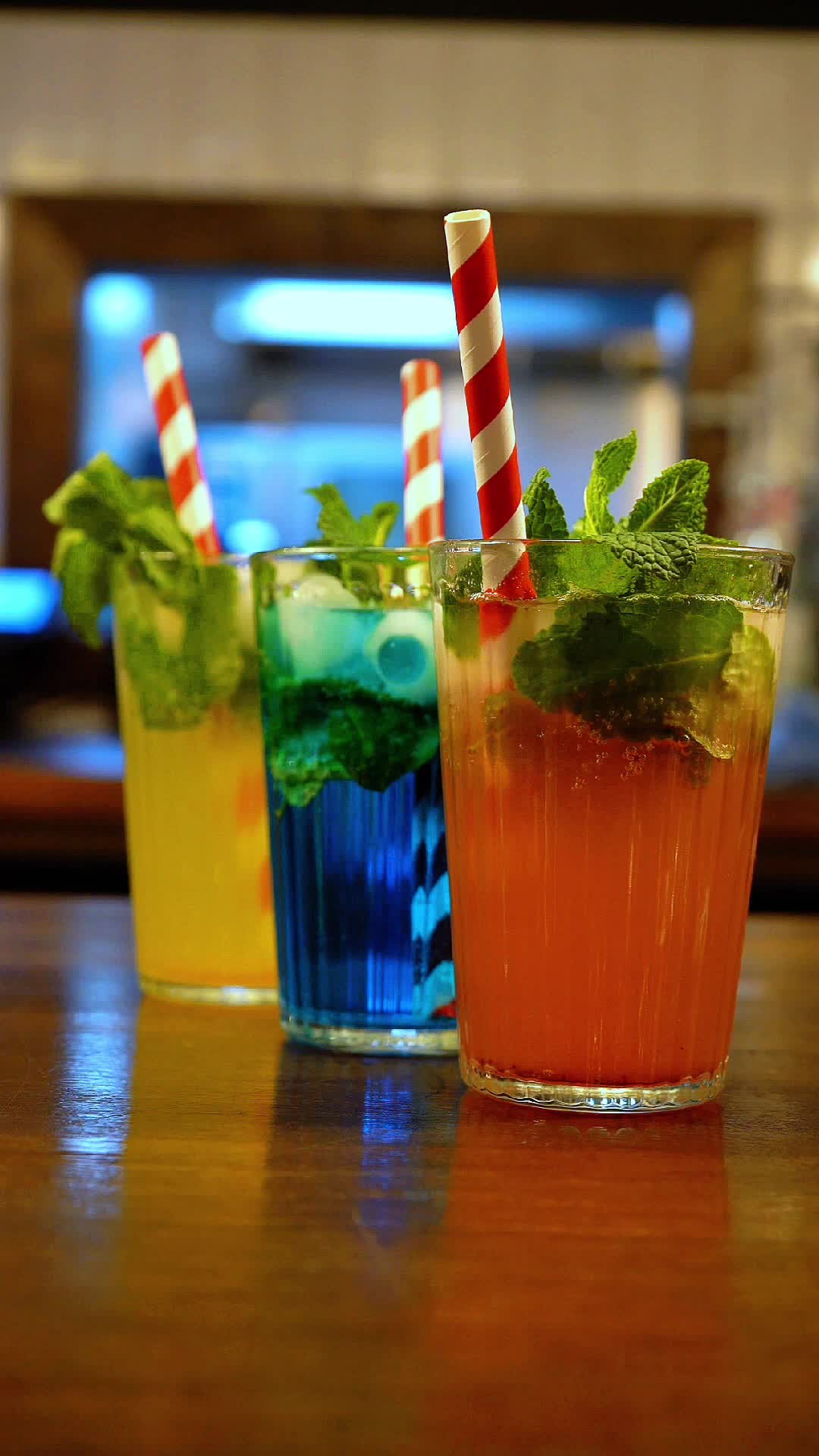 Cool down with our refreshing mocktails: Passion Fruit, Blue Hawaii, and Strawberry. ๐ฅคโ๏ธ