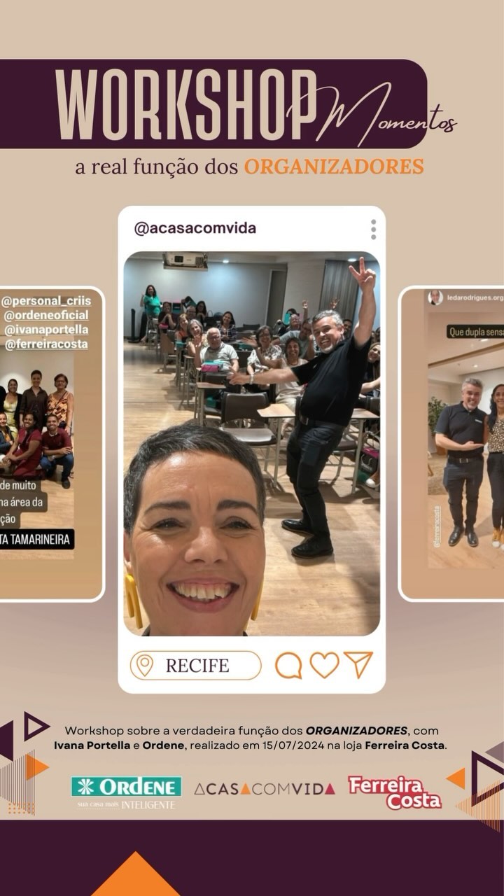 Obrigada a todos que participaram do nosso Workshop sobre a real função dos ORGANIZADORES! Foi um prazer compartilhar esse momento com vocês. Um agradecimento especial à @ordeneoficial e à @ferreiracosta pela incrível parceria.
Juntos, transformamos lares com praticidade e estilo!