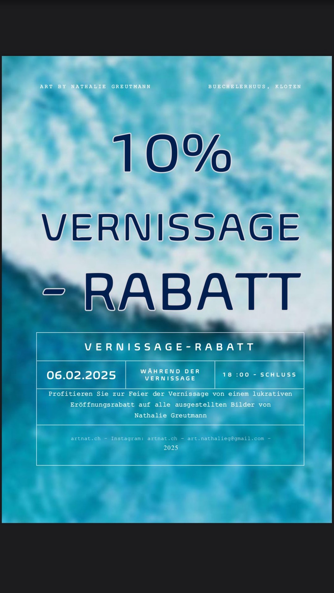 Profitier von 10% Rabatt während der Vernissage vom 6. Februar ❣️💥☄️ #vernissage #largeart #beachlifevibes #calmart #Kunst #zürich #Kloten #Kunstaustellung