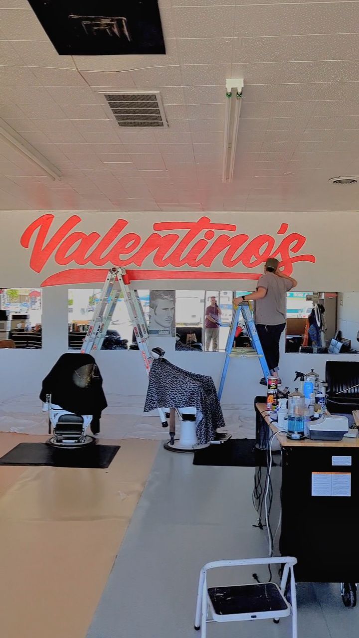 This weekend was a break from the keyboard and a chance to get creative! Huge shout out to @feelythecreator for inviting me to help paint a sign for Valentino's Barber Shop here in Boise. Something about getting your hands dirty and collaborating with talented folks is just pure magic. ✨ Valentino's new sign is looking sharp, wouldn't you agree? #BoiseVibes #CreativeCommunity #LocalLove