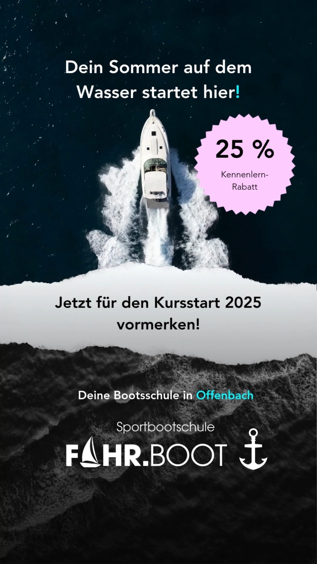 NEWS | 🌊⚓️ | 25% Kennenlern-Rabatt auf Deinen Bootsführerschein |
Du willst 2025 Deinen SBF See, SBF Binnen oder direkt den Kombikurs machen? Dann vormerken & sparen! 💸
🛥️ Der Rabatt gilt auf alle Bootsführerscheine – das ganze Jahr über.
📩 Einfach online vormerken & als Erste*r erfahren, wann die Kurse starten.
📍In Offenbach. Mit Leidenschaft. Und richtig viel Bock aufs Wasser.
👉 Folge für weitere Einblicke, Fortschritte & Kursupdates.
Gude & Ahoi – und bis bald an Bord! ⚓
Stay tuned!
#fahrboot #bootfahren #boat #bootsführerschein #sbf
#see #binnen #sbfbinnen #sbfsee #sea #ocean
#motorboot #segel #segelboot #blog #skipper
#sportboot #sportbootführerschein #sail #yachting
#skipper #wassersport #boatlife #nautic #captain #bootsfahrschule #offenbach #offenbachammain #offenbachammeer