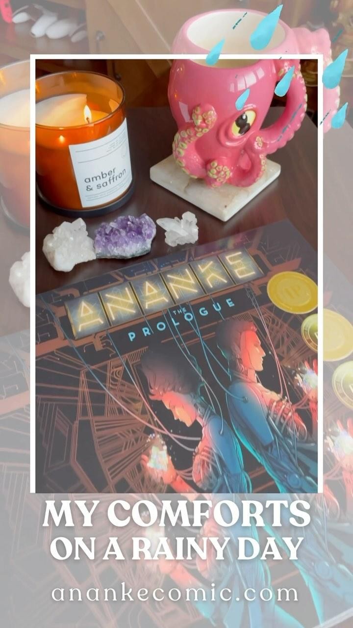 🕯️✨☕️ Rainy days call for the perfect blend of comforts with the four Cs! ☔️ Dive into the cozy ambiance with CANDLES flickering, CRYSTALS shimmering, a warm cup of COFFEE, and my award-winning self-published COMIC, ANANKE! 🚀📚 Let the pages of my creation transport you to thrilling worlds while you sip your coffee and admire the raw beauty of crystals, just like in the book! What’s your rainy day ritual? Let’s make it extra special together.
Explore ANANKE now at www.anankecomic.com, Amazon, and TikTok shop! 🌧️💎
#rain #cozy #IndieComics #crystals #SupportIndieComics #scifi #comic #comics #graphicnovel #books #grow #ASMR #smallbusiness #booktok #reading #bookworm #bookrecs #games #gamer #anime #manga #story #comicreview #ComicCon #ANANKE #review #asmr #art #coffee
