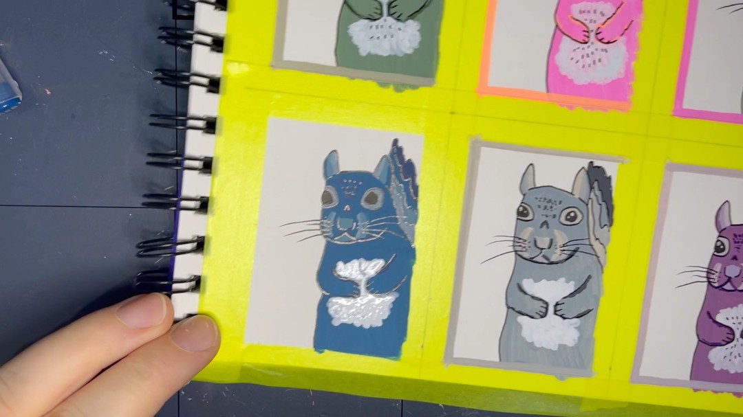 7/7 Squirrel acrylic paint marker drawing. #acrylicpaintmarkers #squirrel #monochromaticpainting #artists #squirrelpainting #acrylicpainting #artisttrafingcards #acrylicmarkers #petportrait #squirrellove