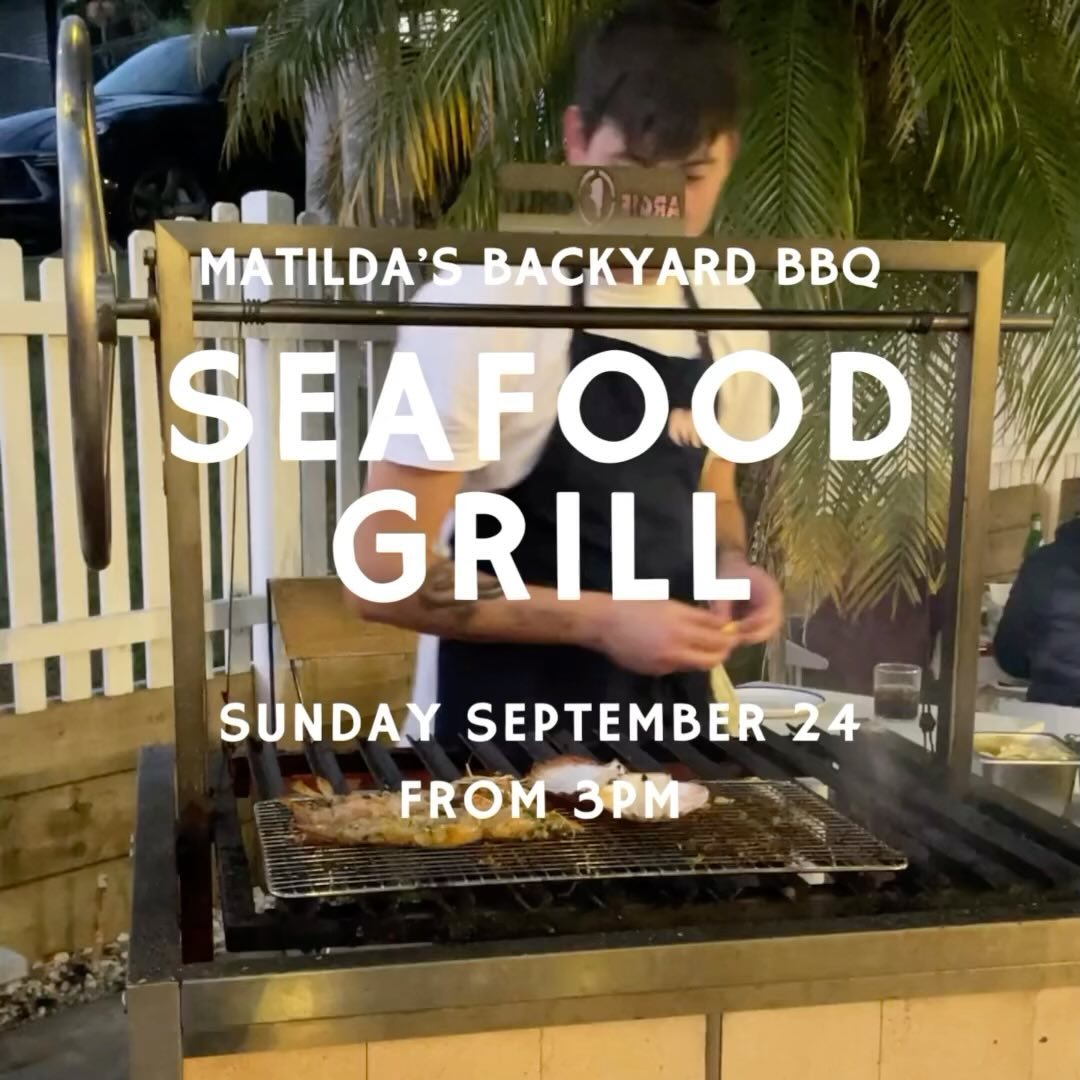 Nothing says Spring Break like a backyard seafood BBQ. On the menu this week:
Kingfish sashimi with ponzu, pickled cucumber, blistered chilli, sesame $18
Crab Toast - toasted brioche, blue swimmer crab, dill $18
XO Snapper- house prosciutto xo, snapper fillet + chargrilled Asian greens $24
Butterflied prawns with fresh fennel + citrus salad $18(4)
Tassie scallops with sweet corn purée + pangrattato $5 each