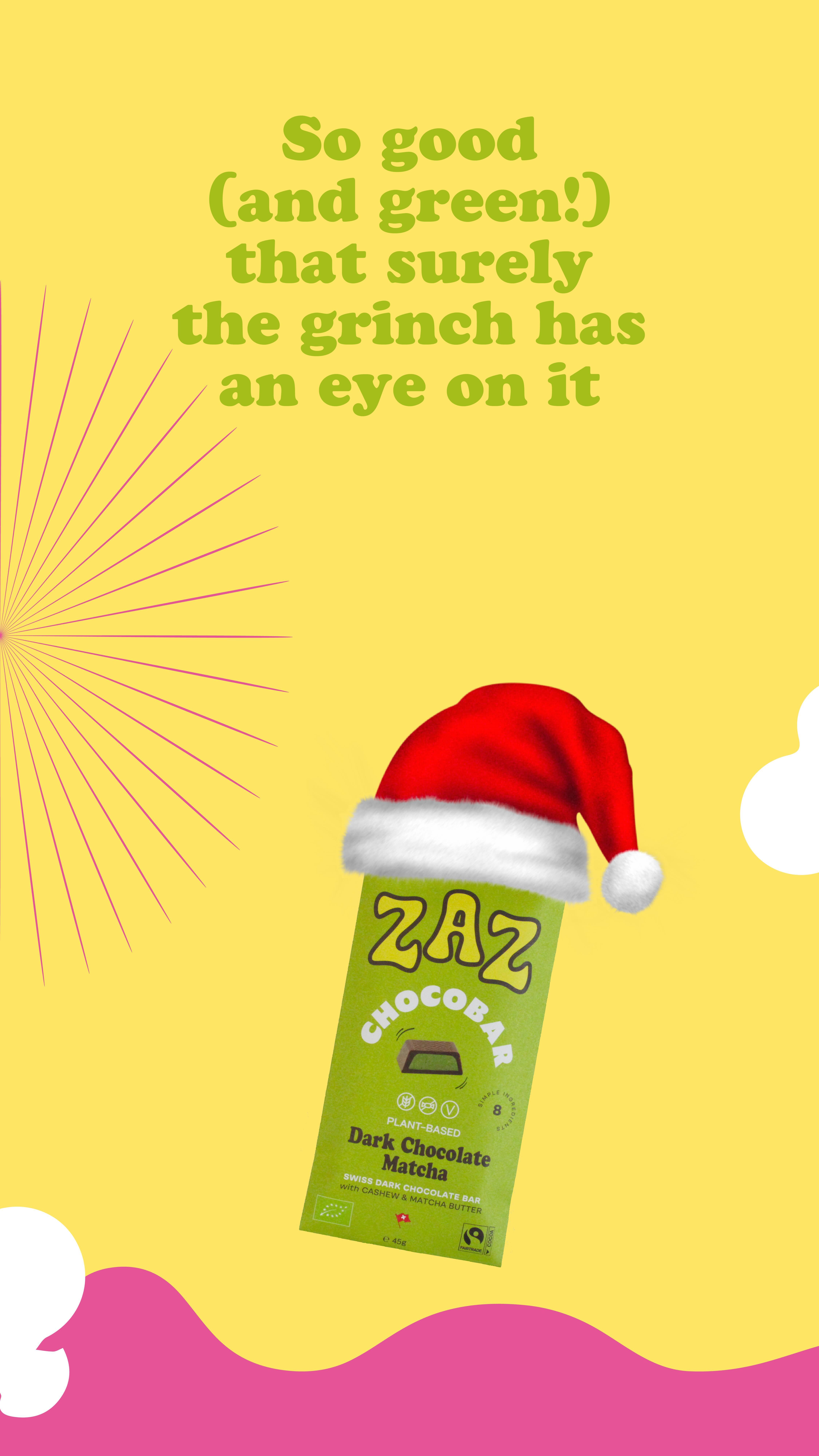 Guard your ZAZ Chocobar Matcha stash – it’s so delicious the Grinch might be plotting a sweet heist! 🍵🍫
Available soon in store and online - watch this space 👀#IrresistibleIndulgence #GrinchWorthyTreats