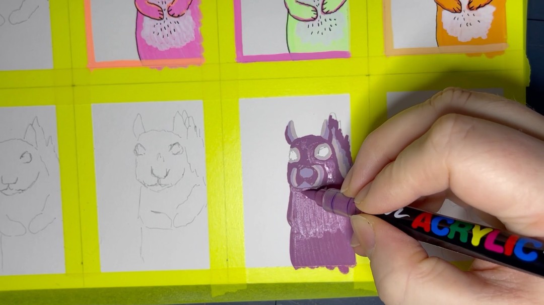 4/7 squirrel acrylic paint marker drawing.