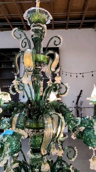 Big Chandeliers in the shop right now with @n8_sambar - clients, artists, galleries, everyone needs epic chandeliers.
.
#lighting #luxury #custom #glass #classical #traditional #highend #fancy #gold #venetian #madeinusa