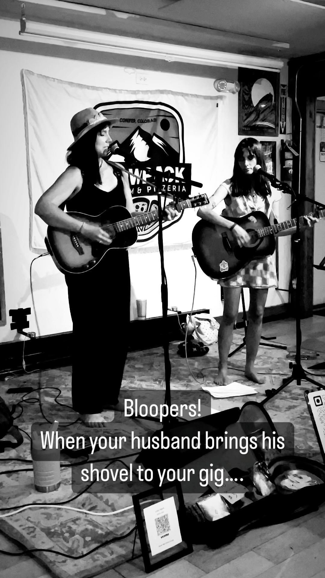 My husband brought his āMan Shovelā (yes, thatās its name, he made a shovel) to the gig at Snowpack last night. And it fell over during the song š the timing was kinda greatā¦.