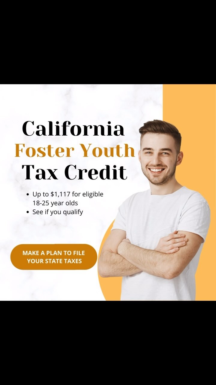 Exciting news for California’s foster youth community! 🎉
Remember when we first told you about the Foster Youth Tax Credit (FYTC) last year? Well, it’s back! For tax year 2023, FYTC provides up to $1,117 per person or $2,234 for couples if you qualify. Cashback or reduced tax? Your choice! What could you do with $1,117?
Here’s the deal: If you’re a former foster youth, ages 18-25 at the end of last year, and you were in the California foster care system after you turned 13, you’re eligible!
Don’t miss out—get all the details and claim it on your taxes! Check out our site for more information with the #linkinbio.
#FosterYouthTaxCredit #CaliSupports #FinancialHelp #BrighterFutures #fosteryouth #taxcredit #california #youth #atrisk