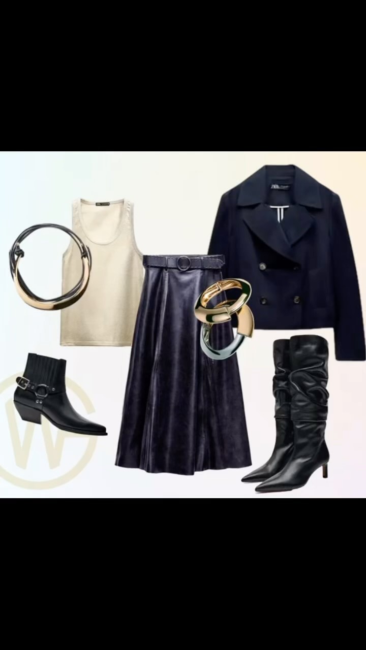 Dark Navy Blue is indeed a timeless and versatile colour choice. It’s a classic that works well in various seasons and can be a great alternative to black for those of who may not find black to be their best suited colour. Navy blue is elegant, sophisticated and can be surprisingly flattering for many skin tones.
If you are not a fan of bright colours, navy blue can be complemented with neutrals like white, cream or beige for a clean and classic look. Gold & silver accessories or accents can add a touch if luxury to your outfit.
Mixing and matching different textures, like incorporating faux leather, is a great way to add visual interest to your ensemble.
A faux leather skirt, pair of trouser or dress can be a fabulous addition to your capsule wardrobe. Faux leather adds an a edgy and stylish element to any outfit and can be dressed up or down for various occasions.
#whatwilmawears
#styledbywilma
#stylecoach
#imageconsultant
#stylecoach
#wardrobemistress
#personalshopper
#fashionstylist
#fashionblogger
#styleblogger
#outfit
#outfitinspiration