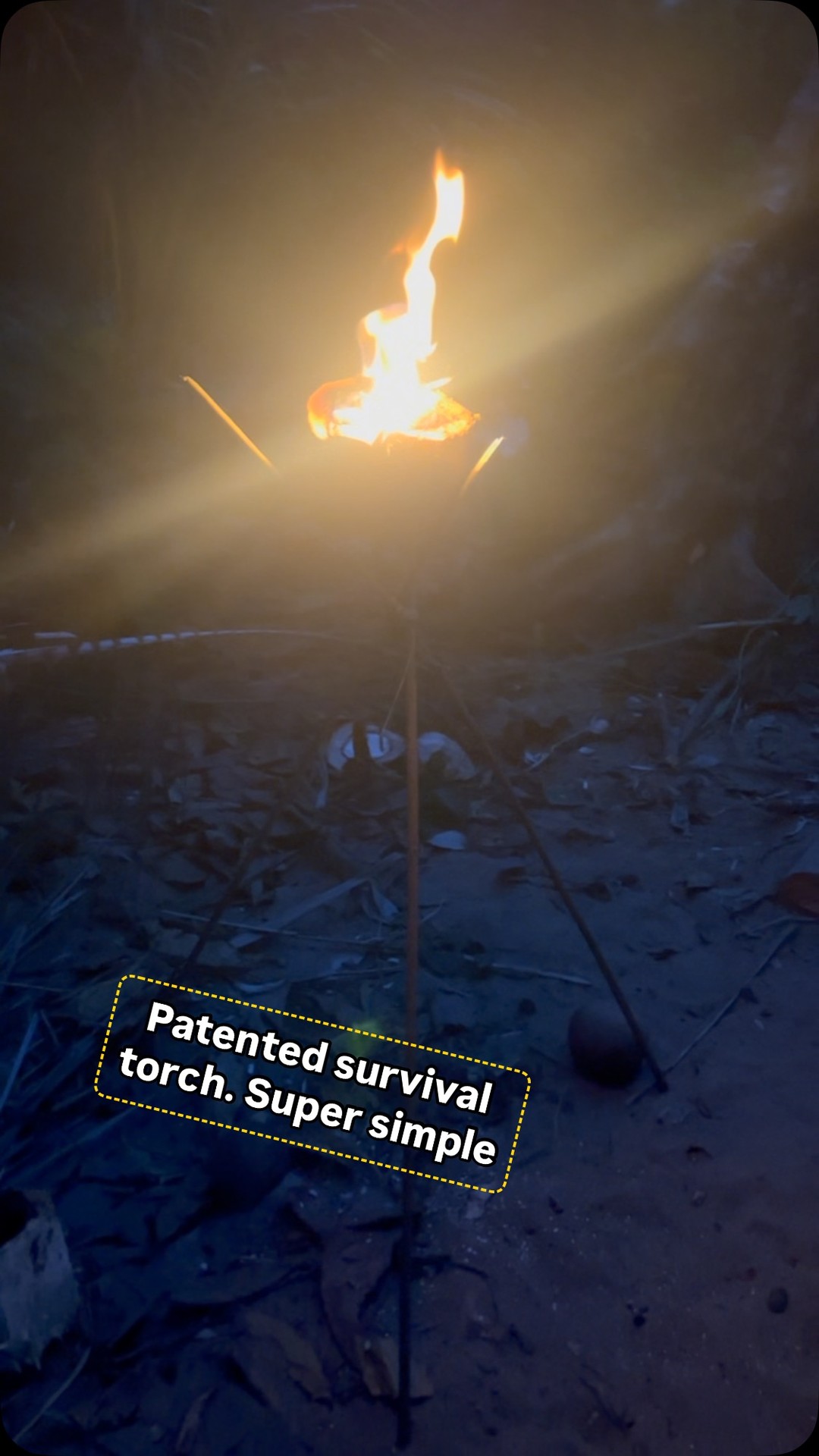 My new patented super simple #survival #torch. Lasted more than an hour. #bushcraft #primitiveskills #primitivetechnology