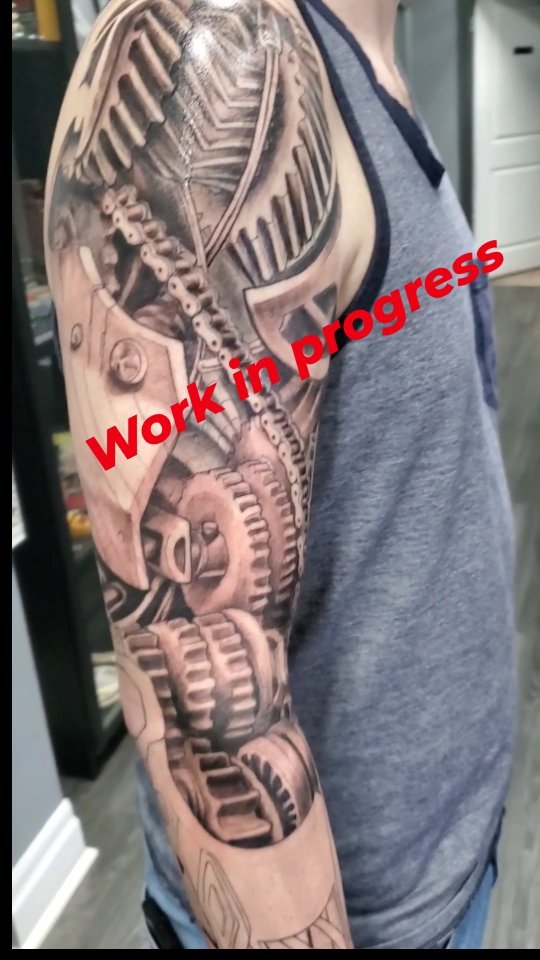 Progress on this sleeve by @jeffcooktattoos
#mechanical #sleevetattoo #courticetattoos #claringtontattoos #industrial #mech