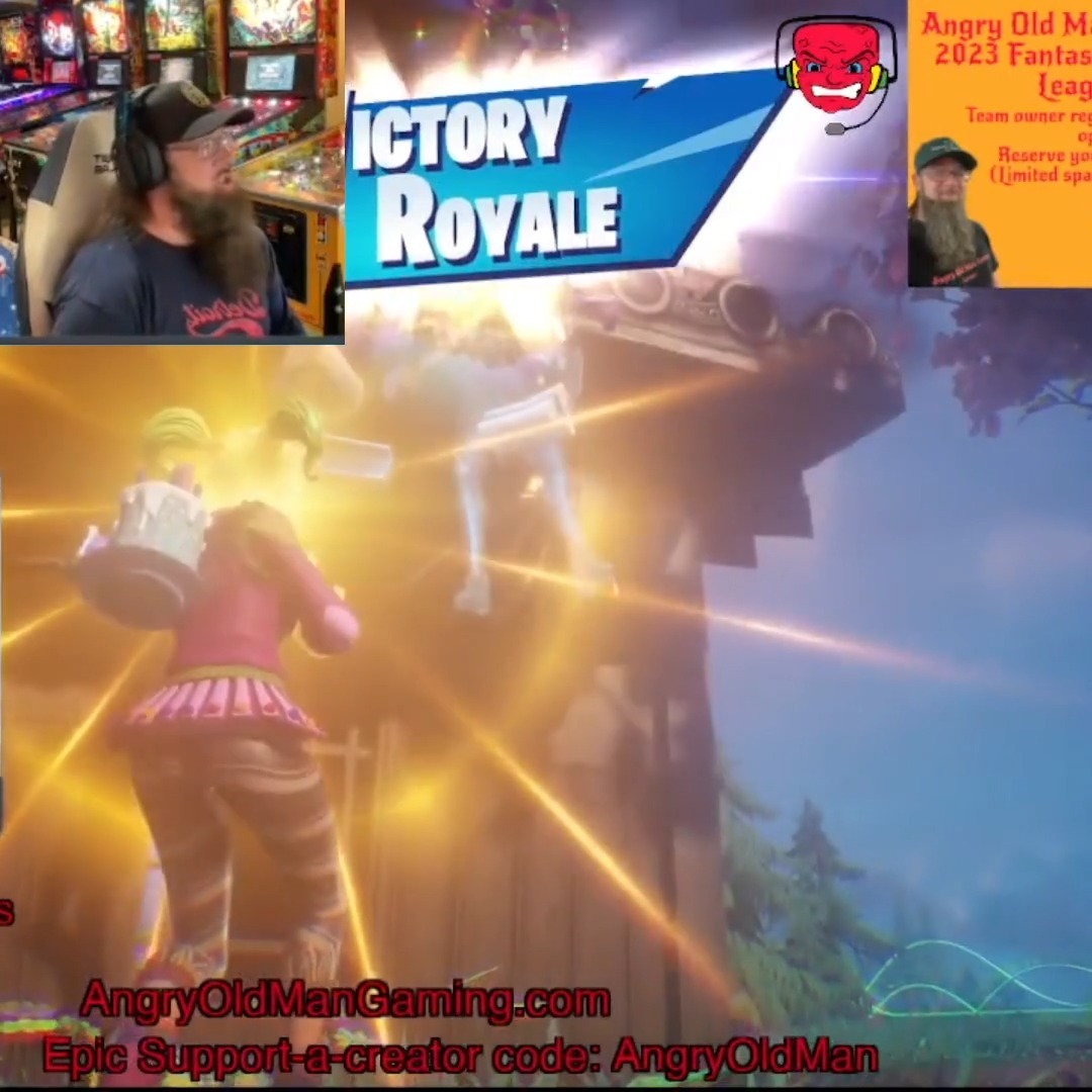 Win #679 - SMG > Sticky Grenade Launcher
700 wins here we come!
Consider following my Twitch channel and using my Epic creator code for in game purchases as a FREE way to support my content.
Epic creator code: AngryOldMan
https://twitch.tv/angryoldmangamingofficial
#EpicPartner
#gamingsetup #gaming #gamer #Detroit @angryoldmangaming.official #gamingcommunity #PS5 #gamingroom #gaminglife #gamingsetups #VictoryRoyale #playstation #pcsetup #pcgamer #setup #rgb #gamingmemes #gamers #pinball #gamingposts #games #Fortniteclips #gamingislife #game #gamergirl #gamingrig #videogames #battlestation #gamer #fortnite