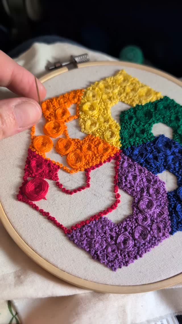 In-flight stitching. It's not knitting, crochet, needlepoint, or cross-stitch, but I live that you're interested and yes, you can touch it if your hands look clean & you're gentle. It may look tedious, but to me, when I'm following my own pattern, is mostly just calming.
#imperfectlybeautifulstitches #stitchingwhenitsfun