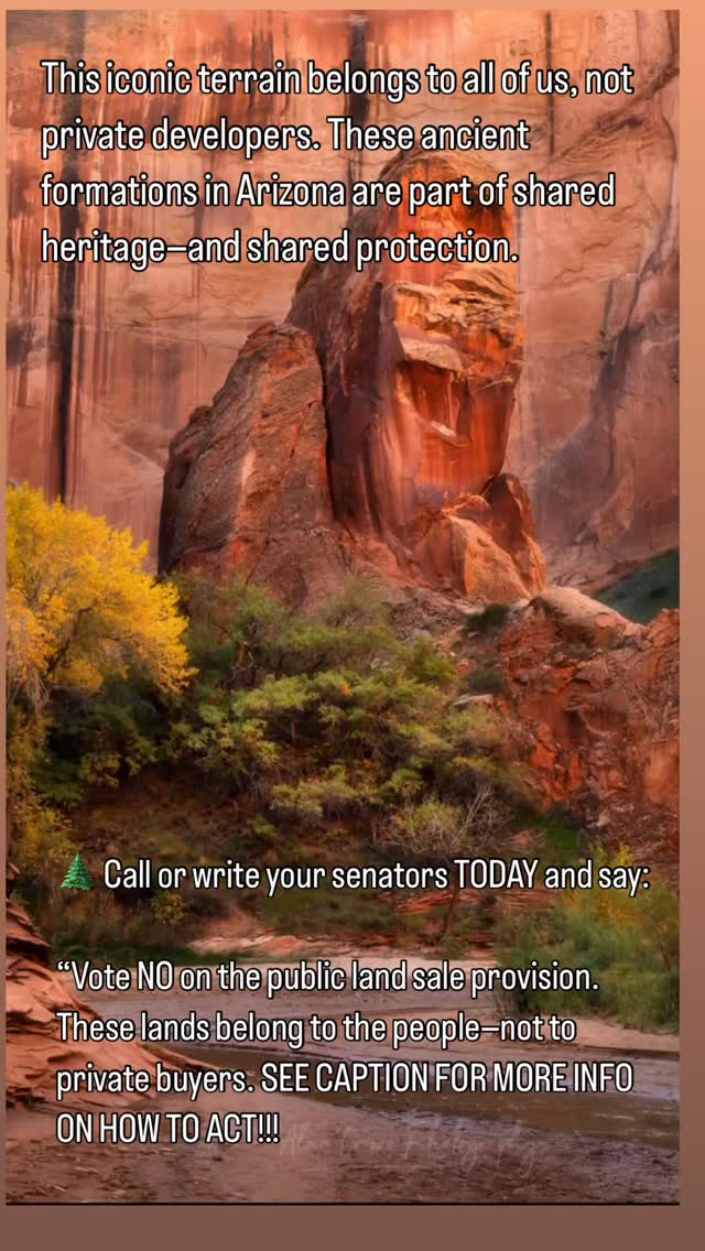 URGENT: Our Public Lands Are at Risk 🌲⛔️
A new Senate bill quietly includes a massive land sale that could force the sale of millions of acres of public land across the Western U.S.—with little to no public input.
Here’s what you need to know:
🚨 What’s happening?
Senate leadership has inserted language into a budget bill that would:
• Mandate the sale of 2–3 million acres of public lands
• Make 250 million acres eligible for sale
• Allow land to be listed for sale every 60 days, starting within weeks of the vote
• Include national forests, recreation areas, wildlife corridors, and tribal lands—with no hearings, no transparency, and no required tribal consultation
🌎 Why it matters:
These lands belong to all of us. They are sacred, wild, culturally significant, and ecologically vital. Losing them means:
• Less access to the outdoors
• Irreparable damage to habitats
• Displacement of wildlife
• Loss of tribal lands and traditional stewardship
• Corporate development over community preservation
🗳️ What you can do:
📞 Call your senators and tell them to vote NO on any bill that includes forced land sales.
✍️ Sign petitions from conservation groups like @wildernesssociety, @centerforbiodiv, and others.
📣 Spread the word: Post, write letters to your editor, and talk about it.
🤝 Partner with Indigenous and local groups who are on the front lines of this fight.
⏳ Time is running out: The Senate vote could happen before July 4. If passed, lands will begin going up for sale by late summer.
This is not just about acres. It’s about legacy, belonging, and responsibility.
Let’s show up for the Earth. Let’s show up for each other.
#ProtectPublicLands #NoLandGrab #LandBack #KeepItWild #CallYourSenators #StopTheSellOff #PublicLandsBelongToEveryone