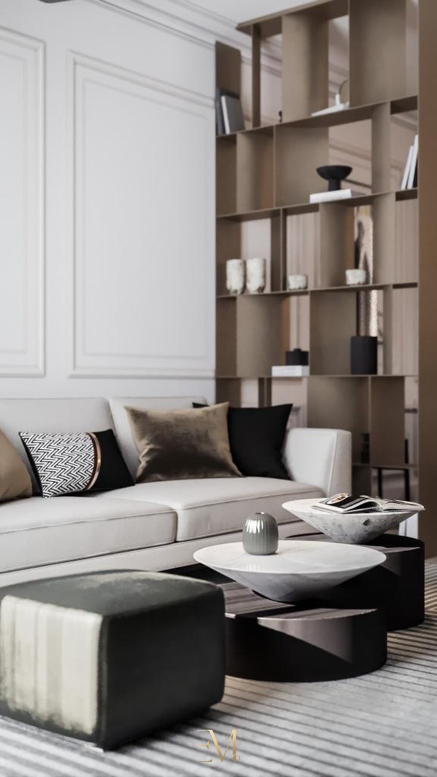 Imagine enjoying your favorite movies with the cinematic experience of a projector, all while maintaining the privacy and intimacy of an elegant bedroom. Behind the screen lies a glass door with smoked glass, elegantly concealing the space and adding an aura of sophistication.
Who wouldn’t want to experience this design? It’s a playful blend of technology and luxury, perfect for those who appreciate both style and functionality.
But it doesn’t stop there. Our design also incorporates a contract of soft earth tones and defined black, complemented by soft fabrics that add a gentle touch, and brass accents for added elegance.
Experience the magic of our Convertible Hidden Screen for Projector and elevate your entertainment space to new heights. Who’s ready to bring this vision to life?
🏠 Apartment Size: 68 m2
📍 Location: Netherlands/Europe/Worldwide
☎️ Contact: +31 636111835
🌐 Website: https://emdotstudio.com/
📩 Email: info@emdotstudio.com
#emdotstudio #emdot #designstudio #gosiablum #designinspiration #LuxuryLiving #InteriorDesign #liveinspired #mycovetedhome #interiorwarrior #modernclassic #luxeathome #luxuryhome #elegantinteriors #maketimefordesign #kitchen #livingroom
#bedroom #luxury #elegance