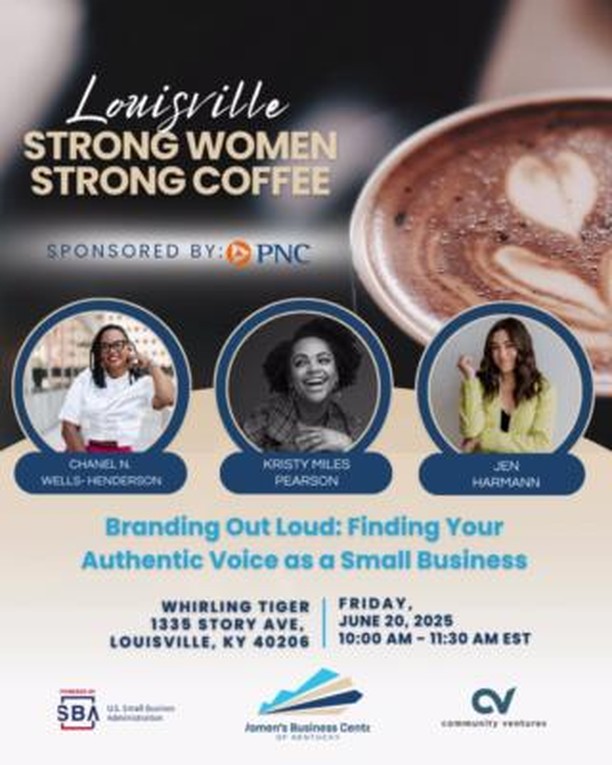 Louisville — it’s time to caffeinate and celebrate women in business!
Join us for Strong Women, Strong Coffee on June 20 at 10 AM at Whirling Tiger for an inspiring convo on Authenticity in Branding — with powerhouse voices from:
📸 Chanel Nicole Photography
🎯 Jen Hartman, CEO of Neat Agency
💬 Kristy Miles-Pearson of Social Life Lou
These bold women are keeping it real in the world of branding — and they’re ready to spill the truth (and the coffee) on how you can build a brand that’s magnetic, memorable, and authentically YOU.
🎟️ Save your spot: bit.ly/3HAzSdv
#StrongWomenStrongCoffee #LouisvilleKY #AuthenticBranding #WomenInBusiness #WBCKY #CreativeEntrepreneurs #BrandWithPurpose