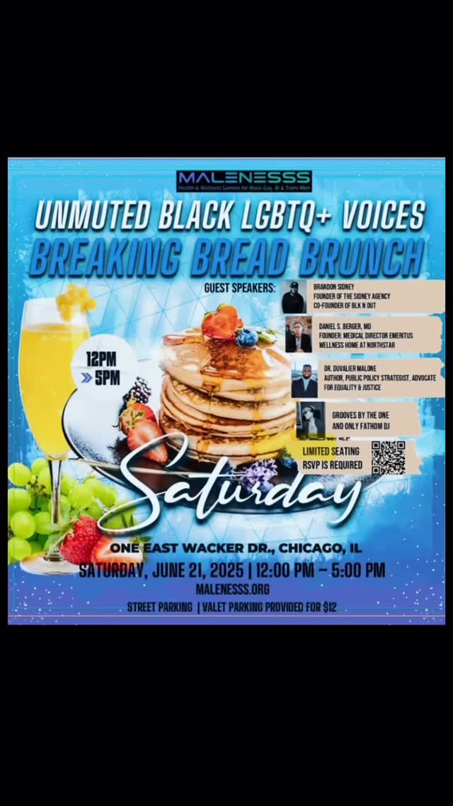 What a special weekend?!?!? A Major victory to @male_nesss & @dr.mowellness & @ebanmaninc on the “Unmuted Black LGBTQ+ Voices Breaking Bread Brunch” held on 6/21 in #chicago We witnessed excellence in every speaker and inspiration was felt throughout the room! #malenesss #blackgaytabletalk #blacklgbt #pride #blacklgbtqia #wellness @1906_malone @brandon.d.sidney @danielstestkitchenchicago and Major shout out to Dr. Daniel S. Berger