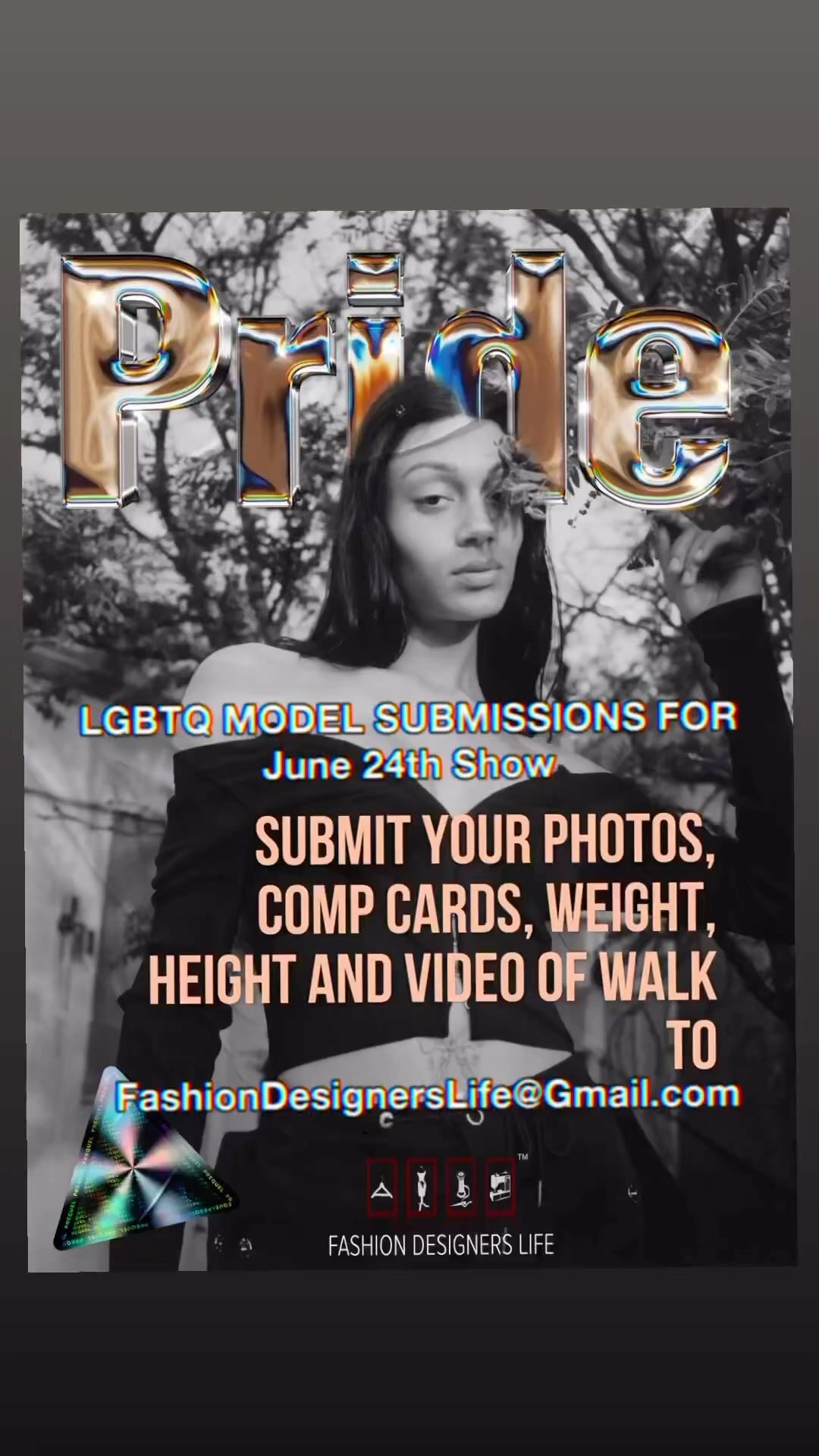 Model Casting For All Models for a LGBTQ Fashion Event on Saturday June 24th submit the following to FashionDesignersLife@gmail.com