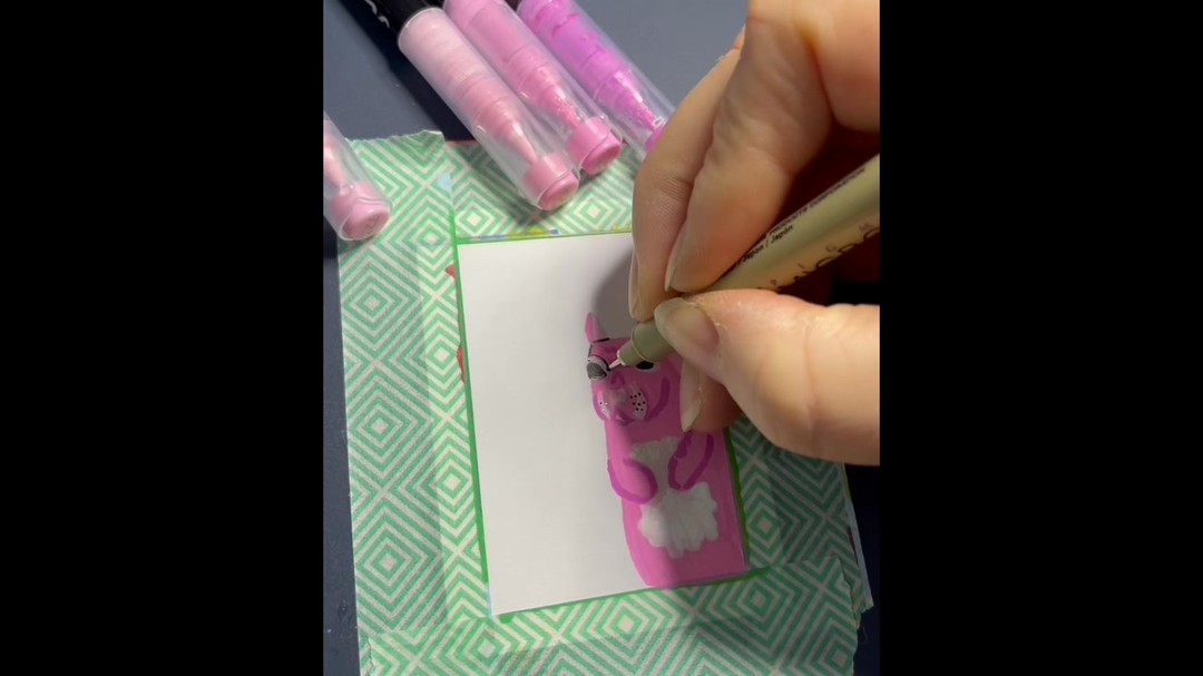 Bubble gum #squirrelpainting #miniart #acrylic painting #acrylicmarkers