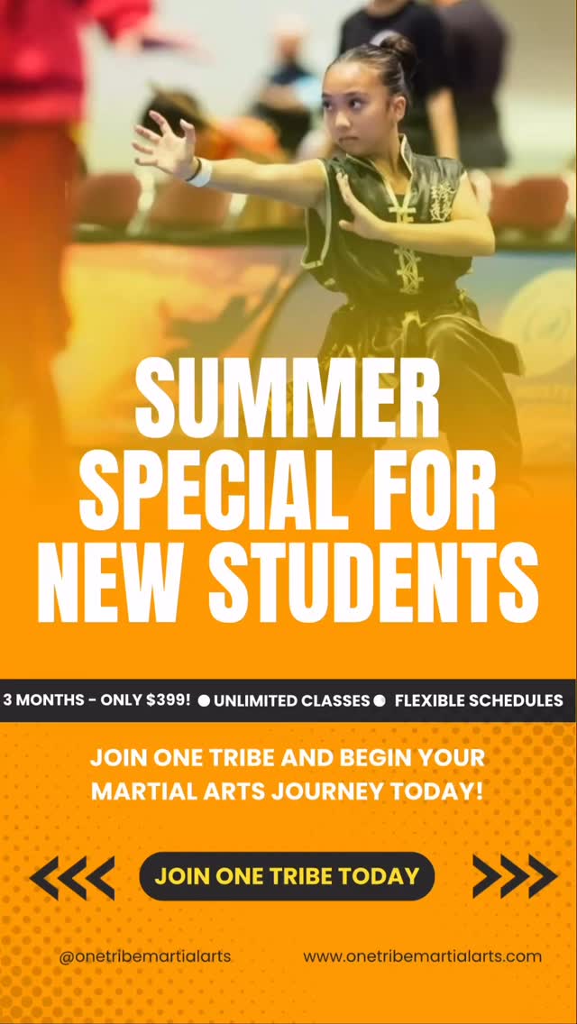 Let’s make this summer powerful, focused, and unforgettable! 💥
Looking for a fun, structured activity that builds confidence and discipline this summer? At One Tribe Martial Arts Academy in Concord, CA, we’re welcoming new students with a limited-time offer:
👉 3 months of unlimited martial arts classes for only $399 (Regularly $522 – you save over $120!)
This special is open exclusively to new students ages 3 and up and includes:
• ✅ Unlimited classes for 3 full months
• ✅ A free belt and Kung Fu pants
• ✅ A positive, welcoming environment
• ✅ Improved focus, fitness, and self-confidence
🗓 Flexible start dates – purchase by July 31st to lock it in!
Ready to get started? Contact us today or click the link in bio to claim the offer! 🥋
#MartialArts #SummerCamp #KidsActivities #ConcordCA #OneTribeMartialArts #Confidence #Discipline #SummerFun