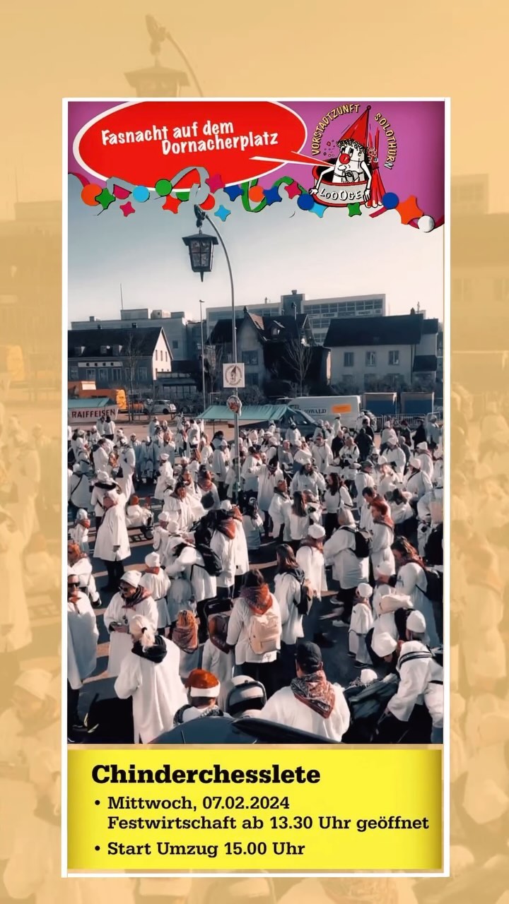 Chinder Chesslete 2024 🇮🇩
Mittwoch, 07.02.2024 / Start Umzug: 15.00 Uhr
.
.
.
.
.
.
.
.
.
.
.
.
.
#fasnacht #chesslete #chessletesolothurn #chesslete2024 #solothurn #chinderchesslete #vorstadt #vorstadtzunft #fasnachtszunft #fasnacht2024 #solothurnerfasnacht #solothurner #solothurncity #vodäthär