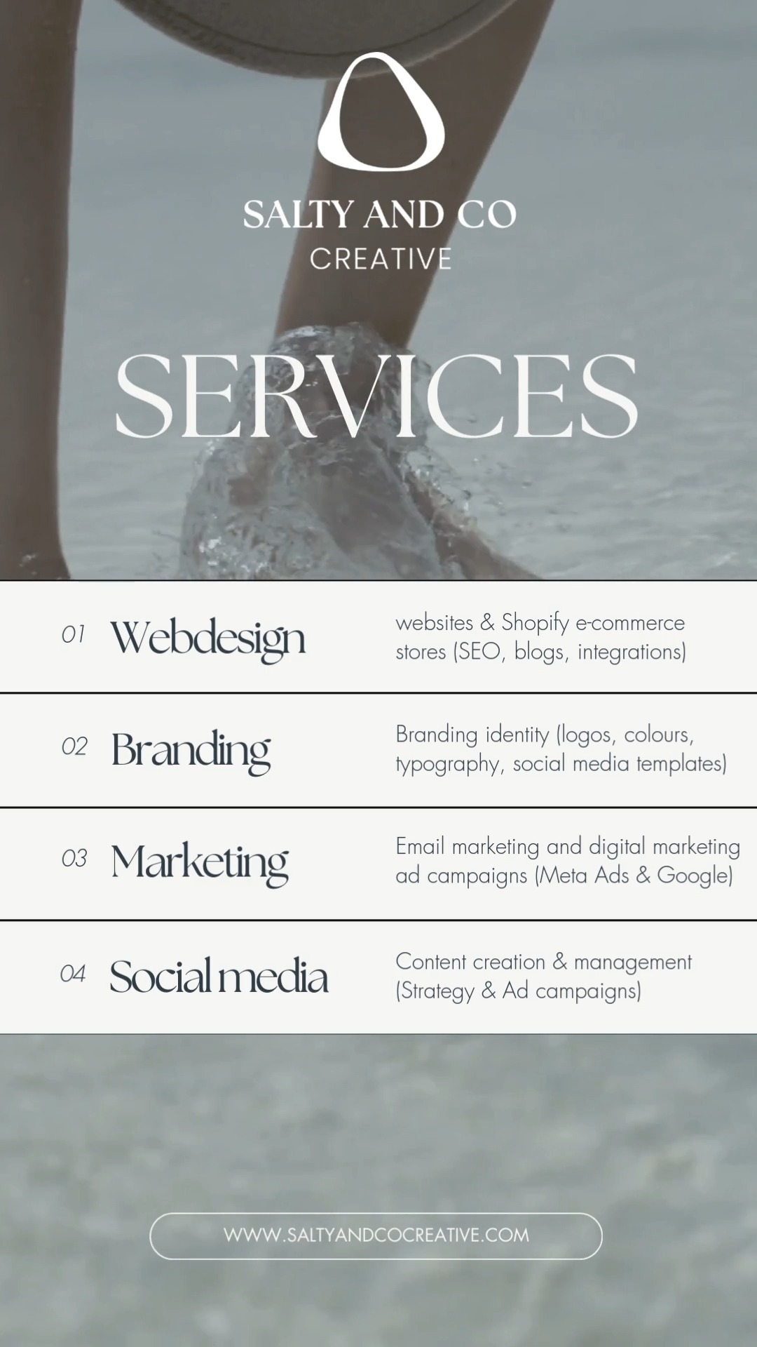 Services at Salty an co Creative ✨