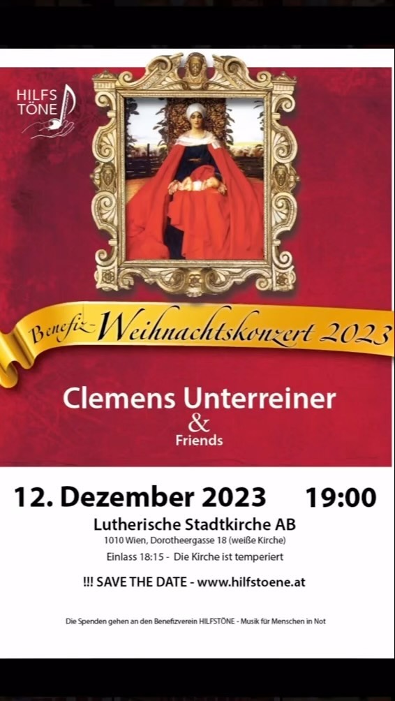 AVISO ‼️ Alle Jahre wieder 🎶 Weihnachtskonzert 2023 ❄️ Christmas concert 🎅 12.12.2023 ⏰ SAVE THE DATE 🎄www.hilfstoene.at www.unterreiner.at @hilfstoene @clemensunterreiner @lutherische_stadtkirche_wien #ClemensUnterreiner #ViennaBaritone #kammersänger #staatsopernbariton #unterreineropera #unterreiner #intendant #operburggars #oper #opera #charitygentleman #hilfstoene #operasingers #operalover #letsopera #musik #news #garsamkamp #kultur #OperaNews #christmas #weihnachtskonzert @unterreinerandfriends 📸©️CU | HILFSTÖNE