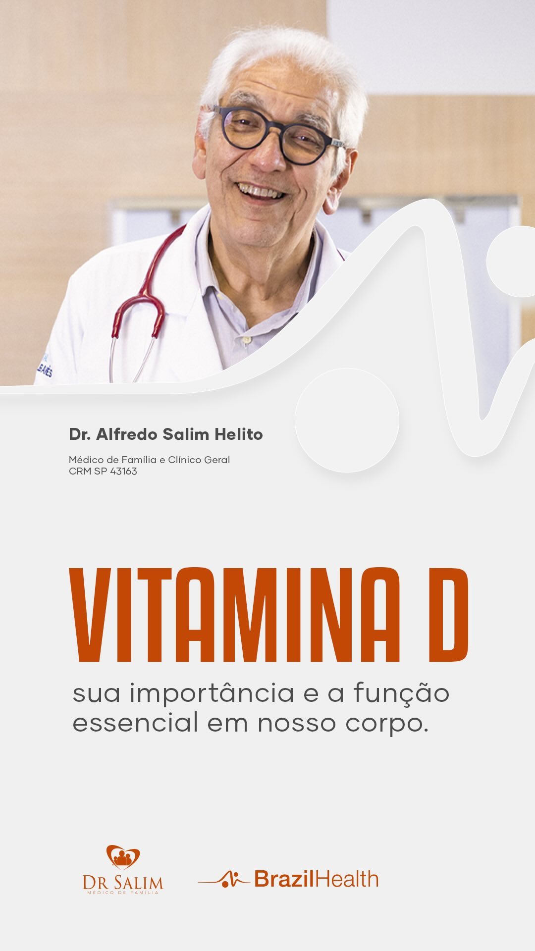Tudo sobre a Vitamina D! No vídeo de hoje, Dr. Salim fala sobre a importância da vitamina D e sua função essencial no nosso corpo.
A vitamina D é fundamental para a saúde dos ossos, ajudando na absorção de cálcio. Você sabia, por exemplo, que os alimentos que contêm vitamina D são as proteínas, como peixes gordurosos, gema de ovo e fígado?
Veja como nosso corpo absorve essa vitamina, principalmente através da exposição ao sol, e os problemas que a deficiência de vitamina D pode trazer, como fraqueza muscular, dores ósseas e, em casos graves, osteoporose.
Assista ao vídeo completo para entender mais sobre a vitamina D e como manter seus níveis adequados!