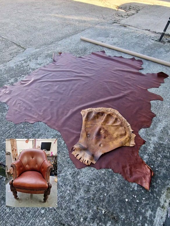 Real leather chair from hide to completion hand studded. #transformationtuesday #tuesday #leather #chair #interiordesign #home #recycle #suffolk #upholstery #instagood